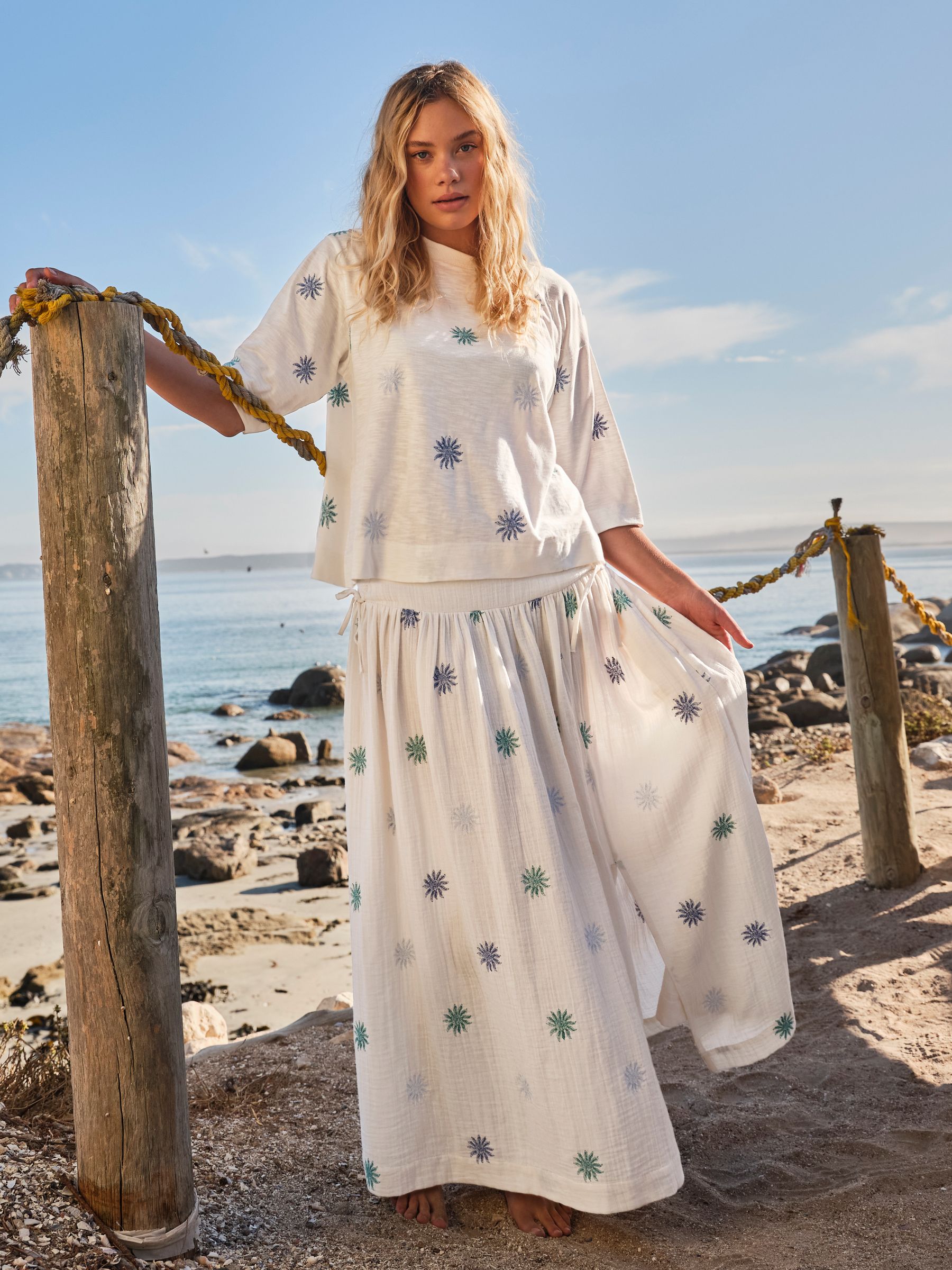 Kit Ivory Embroidered Midi Skirt - Image 1 of 7