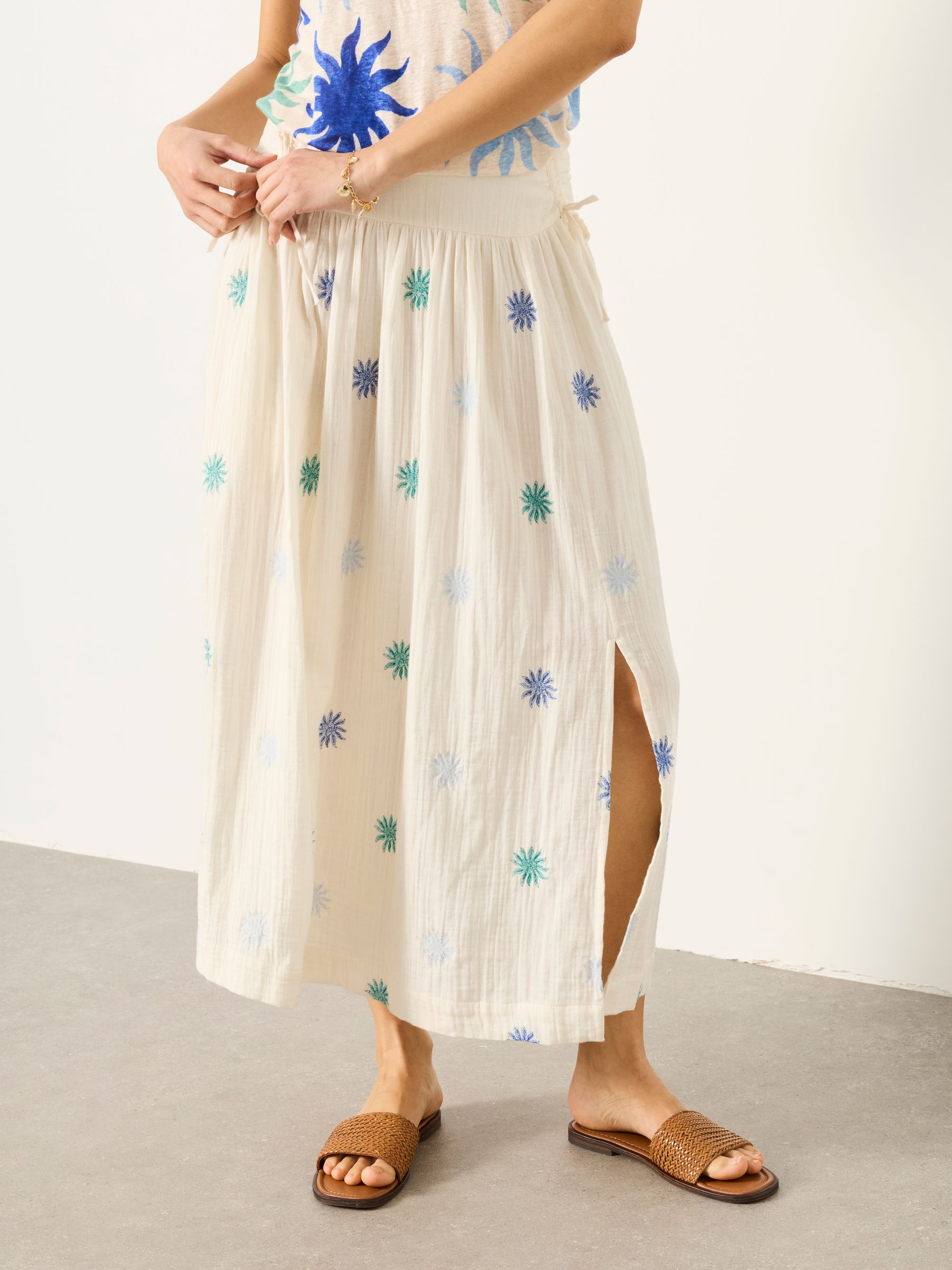 Kit Ivory Embroidered Midi Skirt - Image 2 of 7