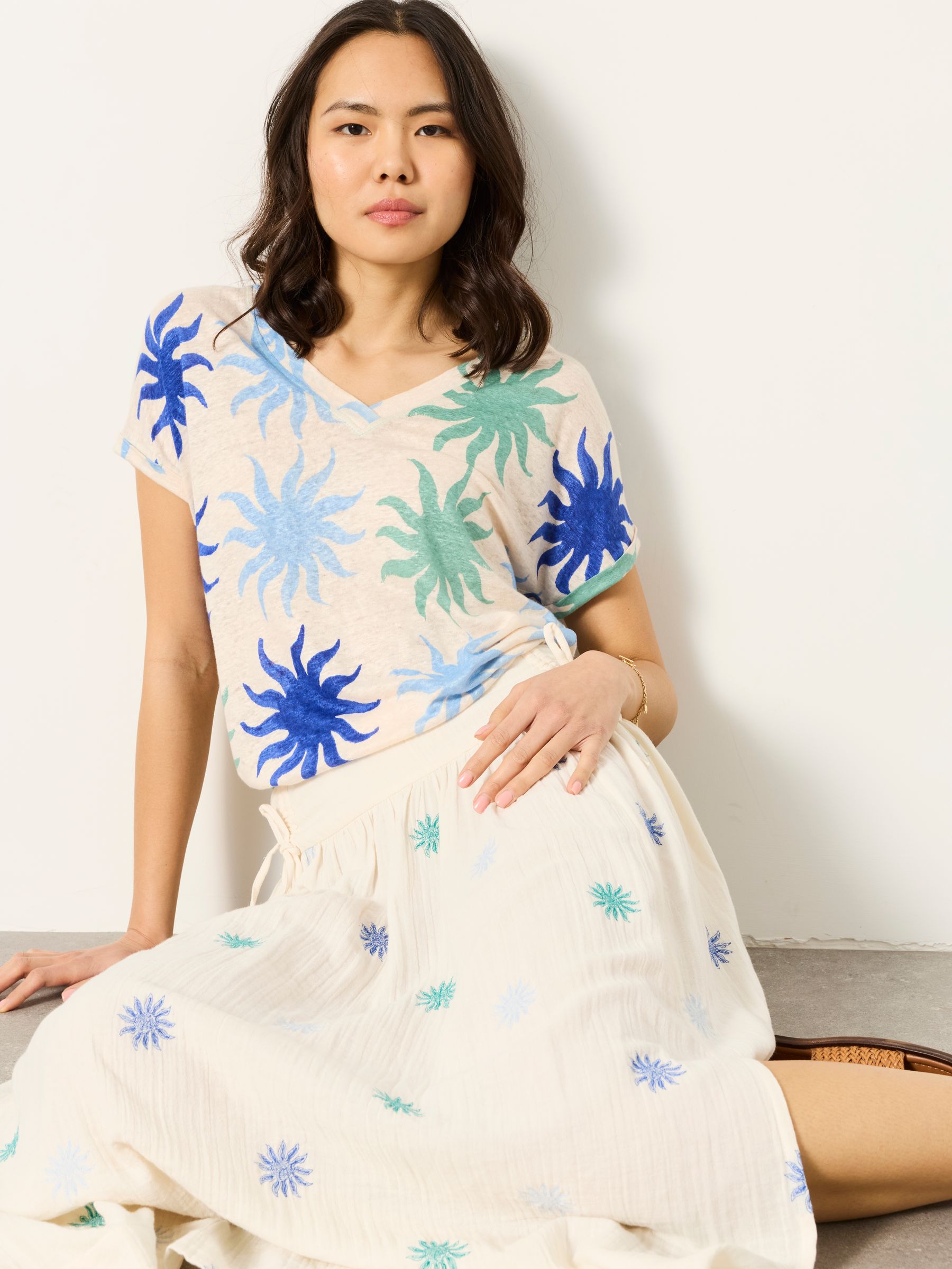 Kit Ivory Embroidered Midi Skirt - Image 5 of 7