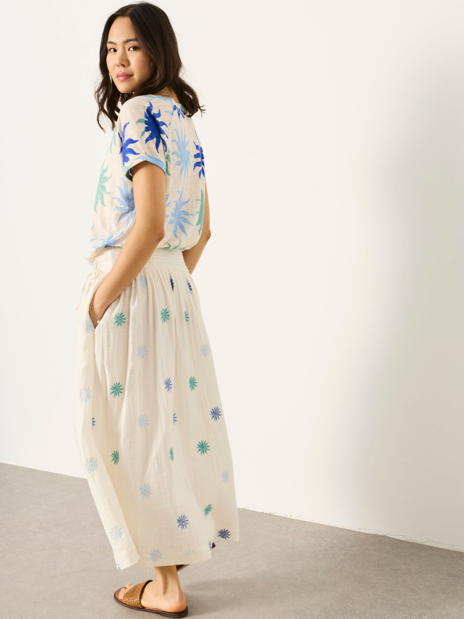 Kit Ivory Embroidered Midi Skirt - Image 6 of 7