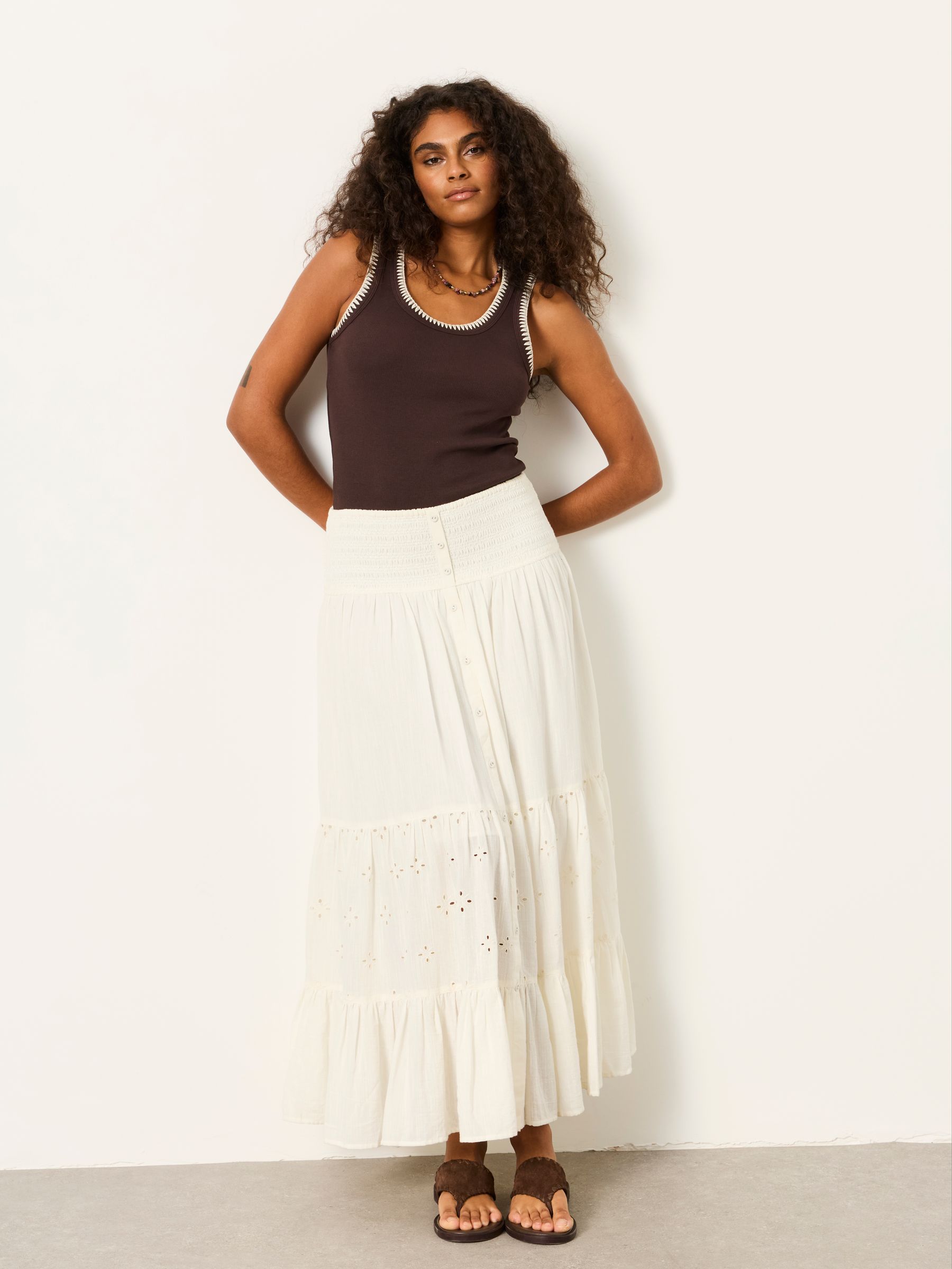 Rhea Ivory Cutwork Maxi Skirt - Image 2 of 7