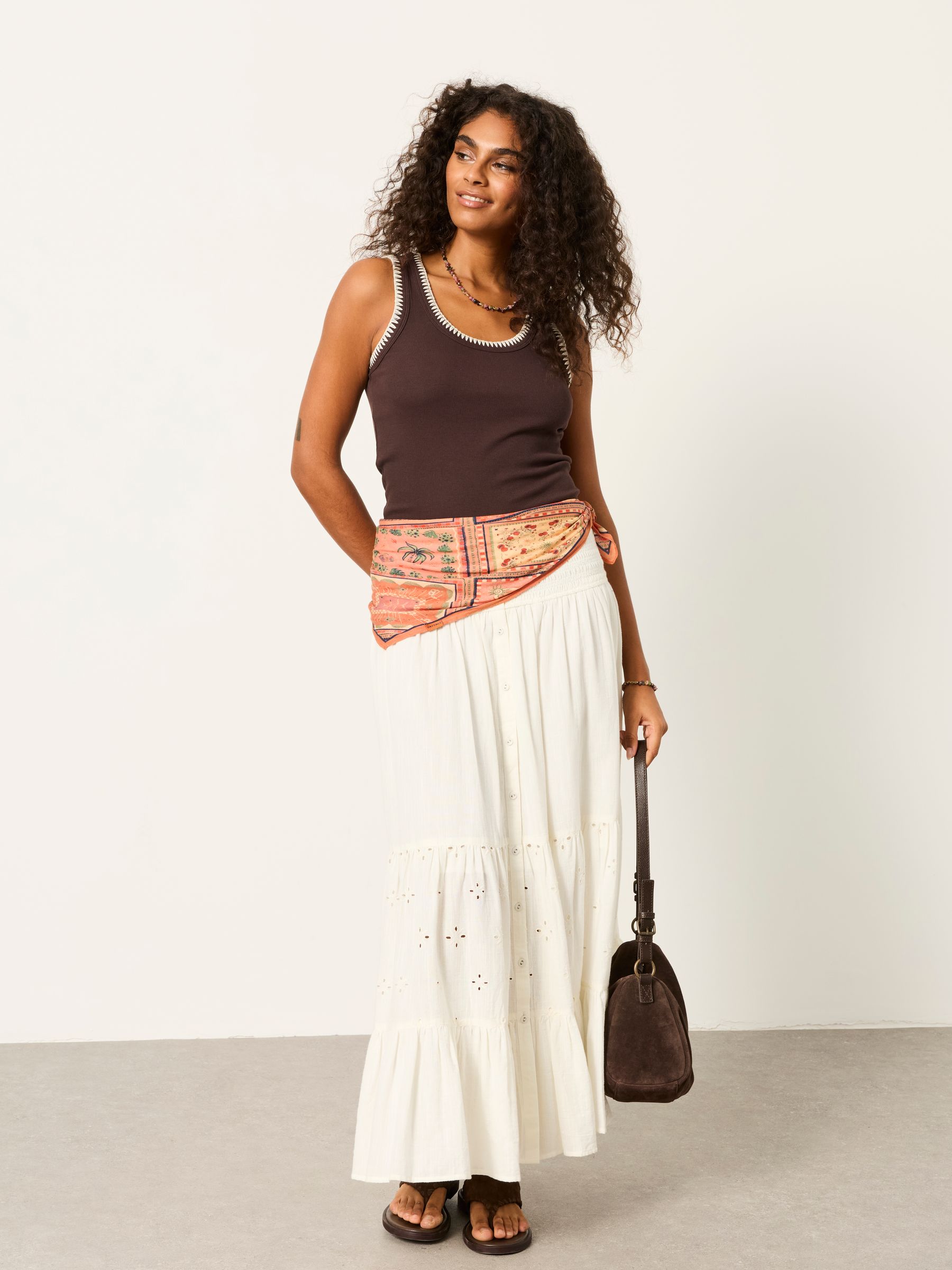 Rhea Ivory Cutwork Maxi Skirt - Image 6 of 7