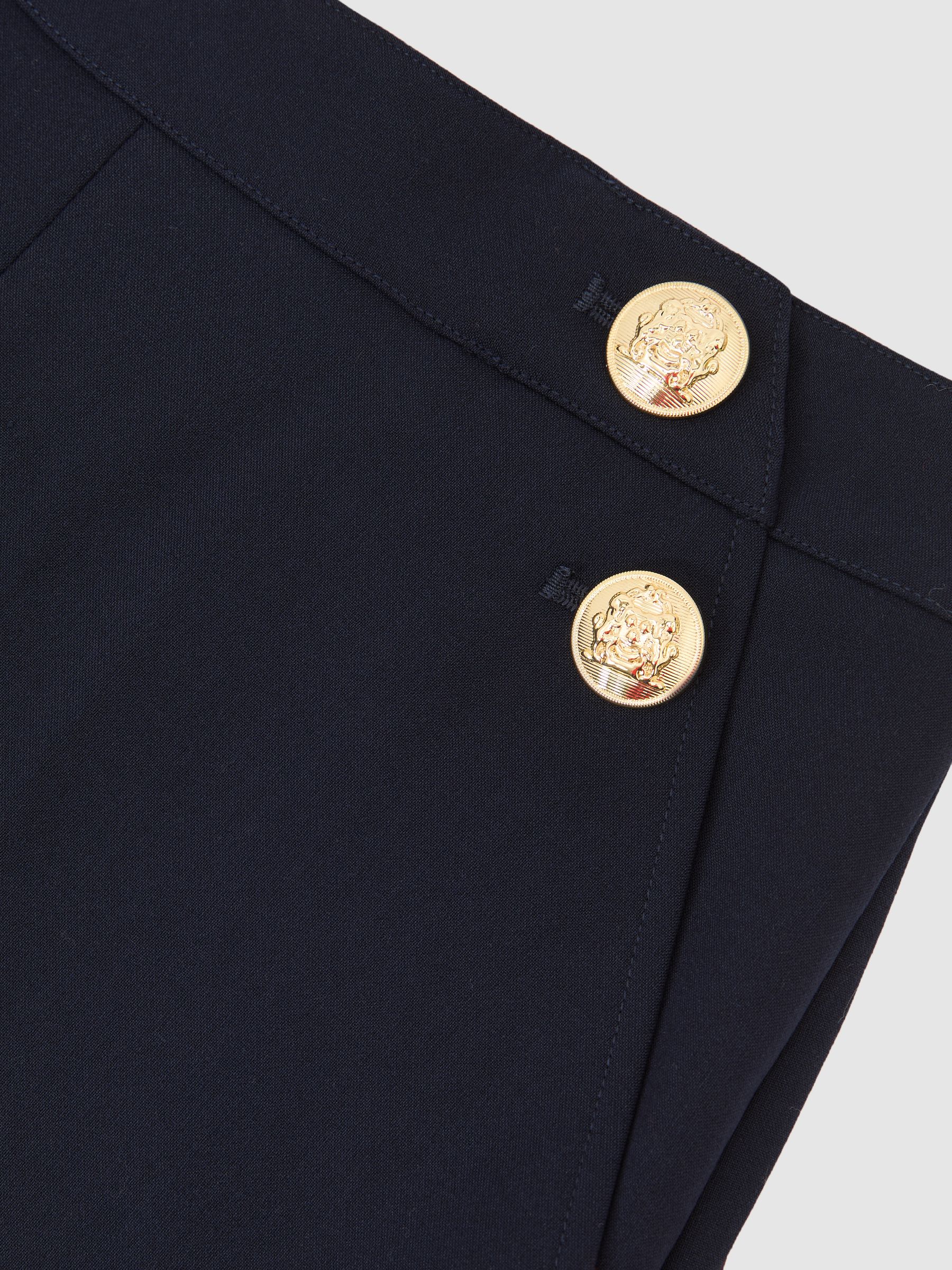 Petite Wide-Leg Button-Detail Trousers in Navy - Image 8 of 8