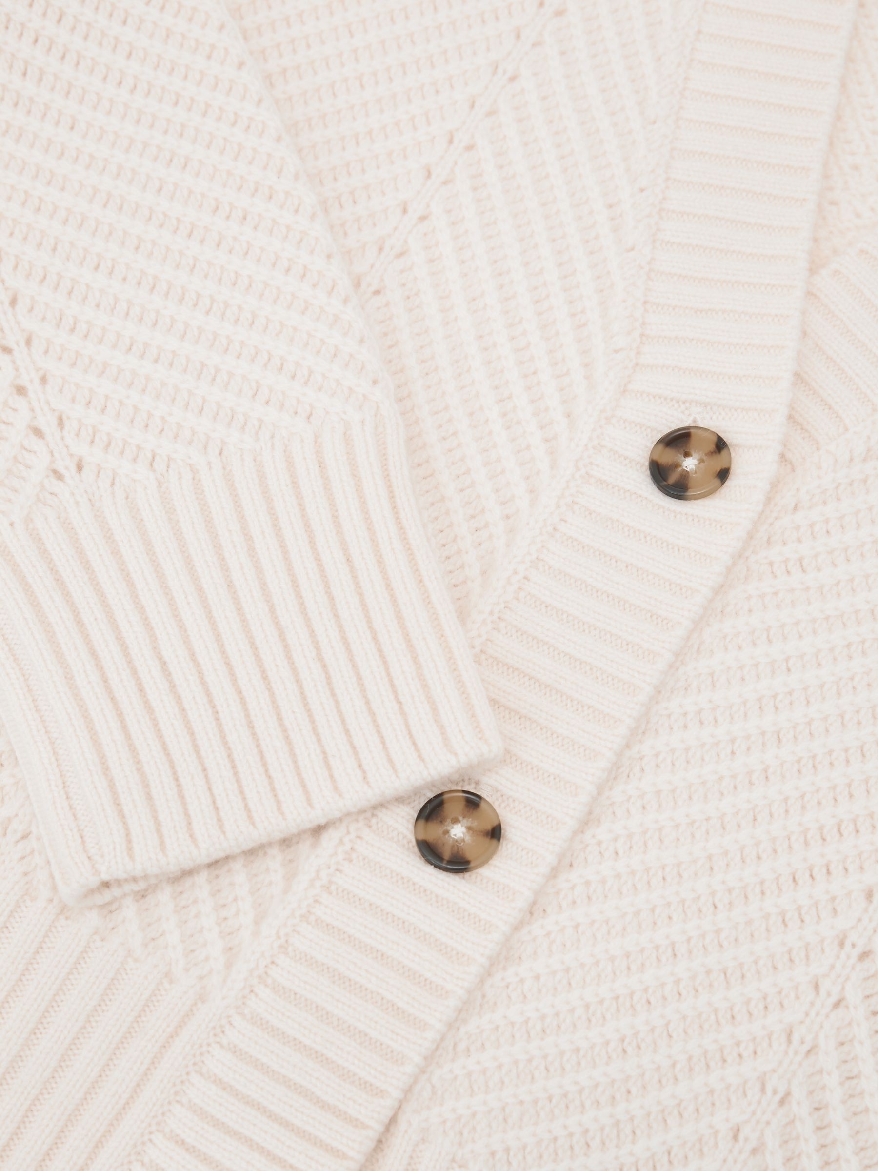 Wool-Cashmere Chevron-Stitch Cardigan in Ivory - Image 6 of 6