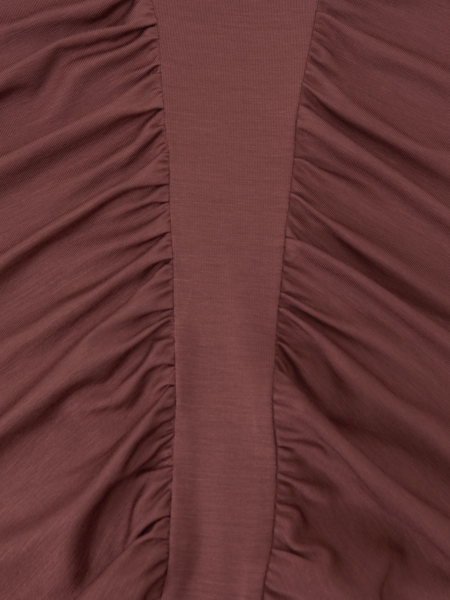 Ruched Jersey Long-Sleeve Top in Rust Red - image 3