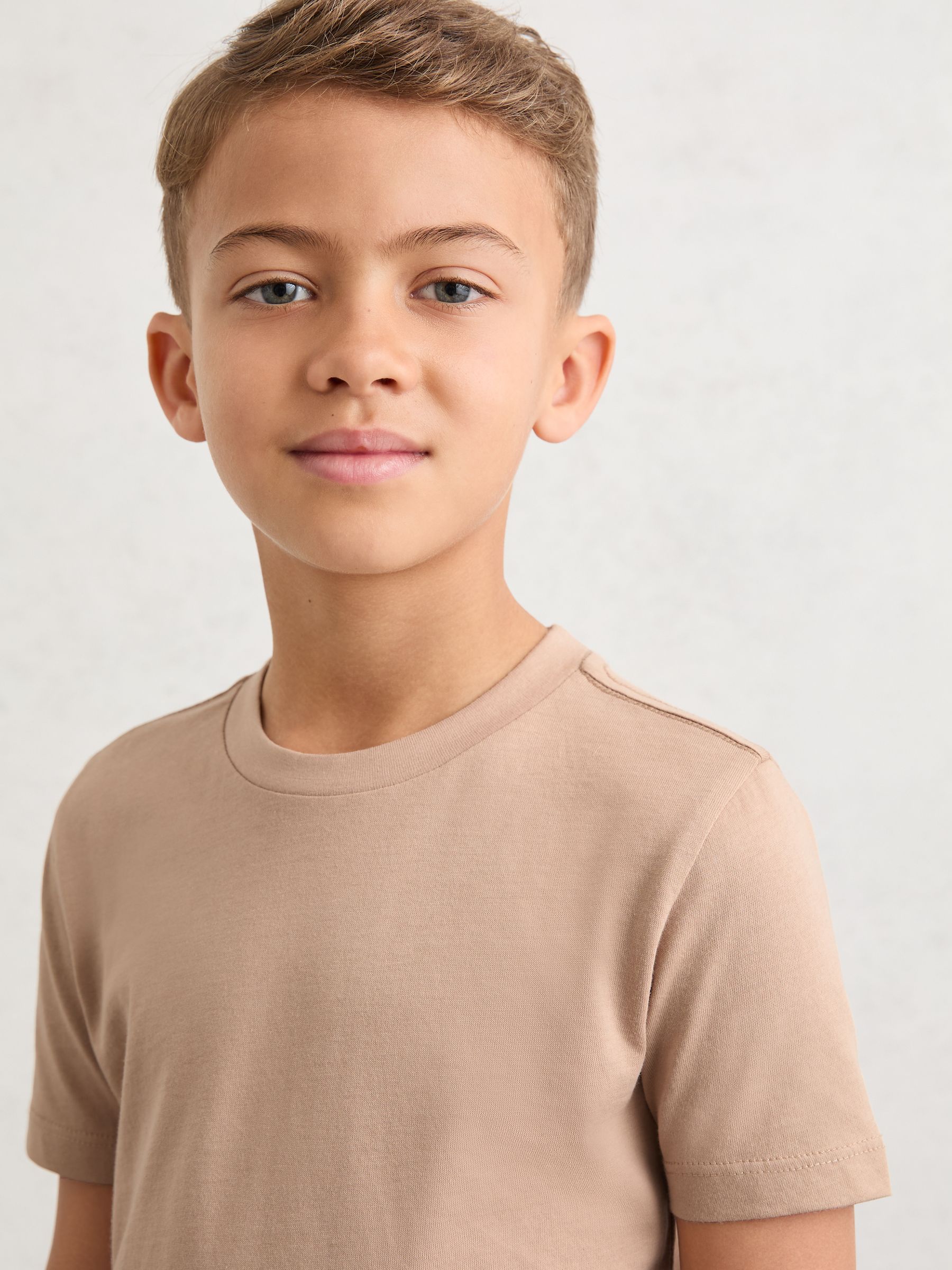 9-13 yrs Cotton Crew-Neck T-Shirt in Stone - Image 1 of 4