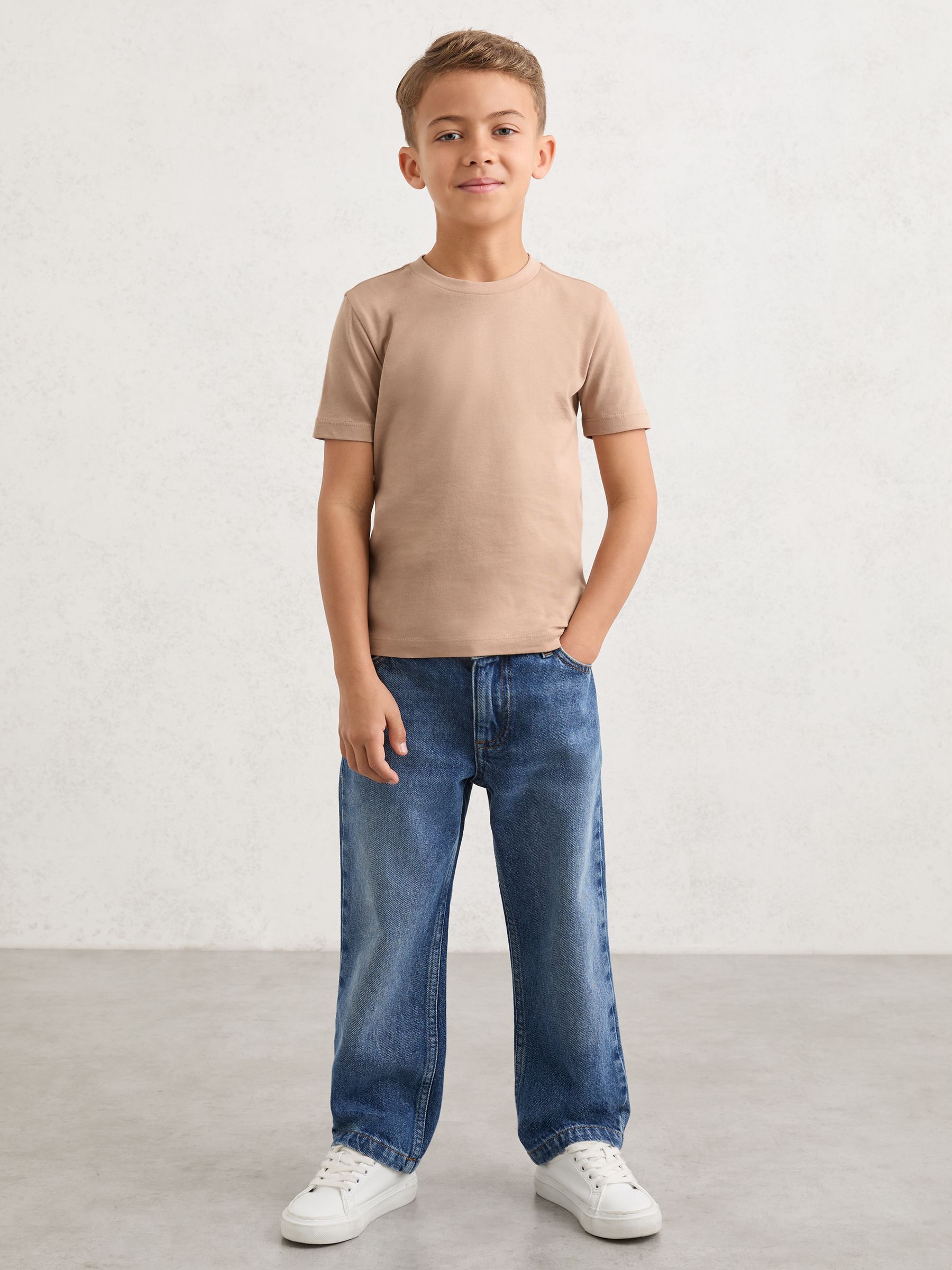 9-13 yrs Cotton Crew-Neck T-Shirt in Stone - Image 3 of 4