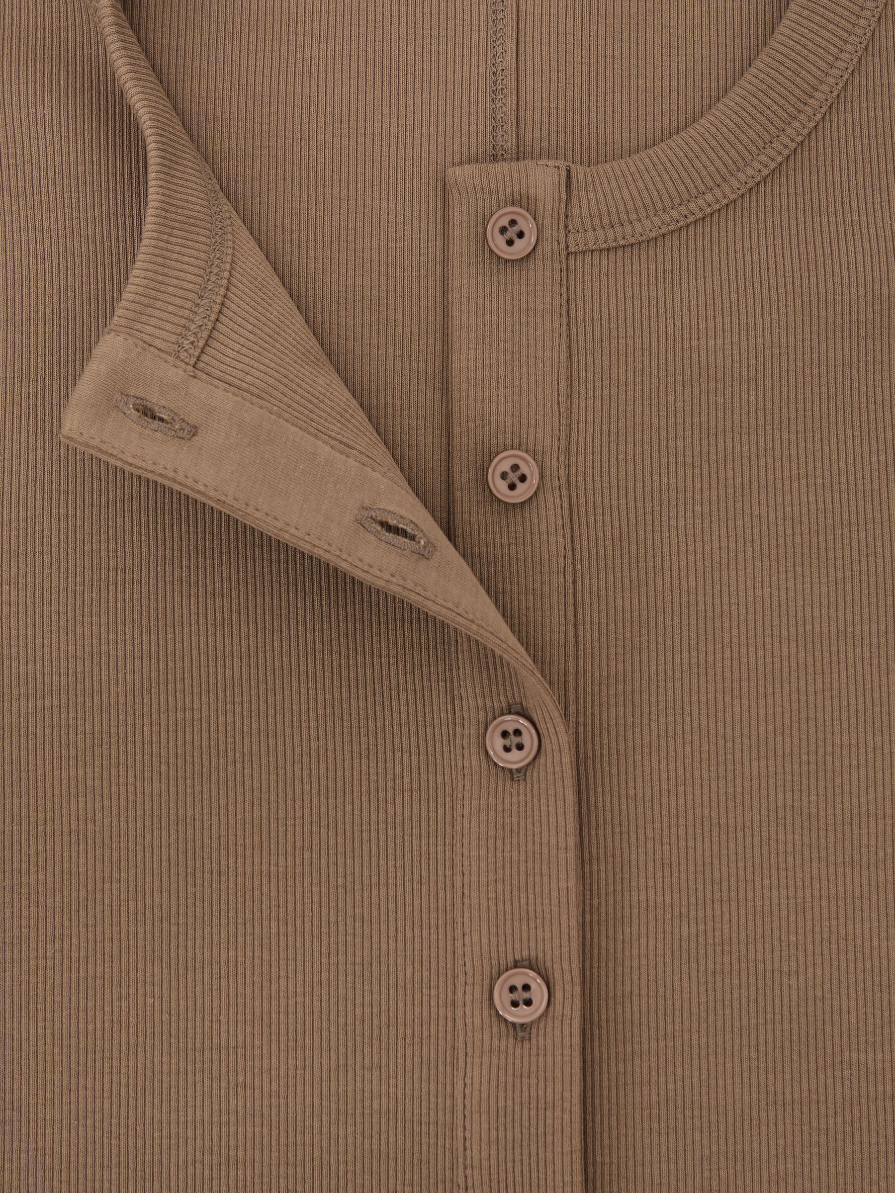 Stretch-Cotton Half-Button Top in Taupe Brown - image 3
