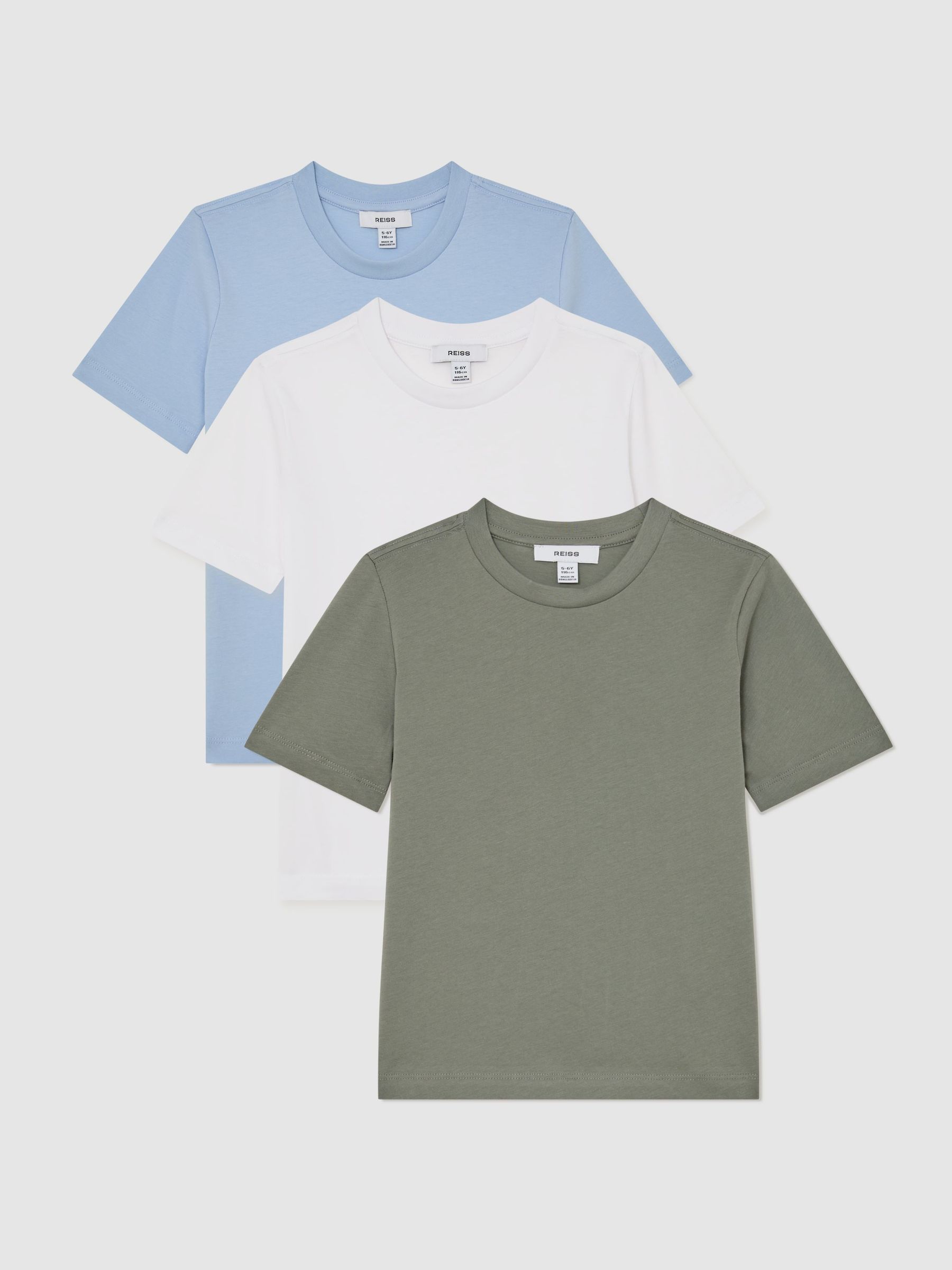 T-Shirts in Soft Blue/Dark Sage/White - Image 1 of 3