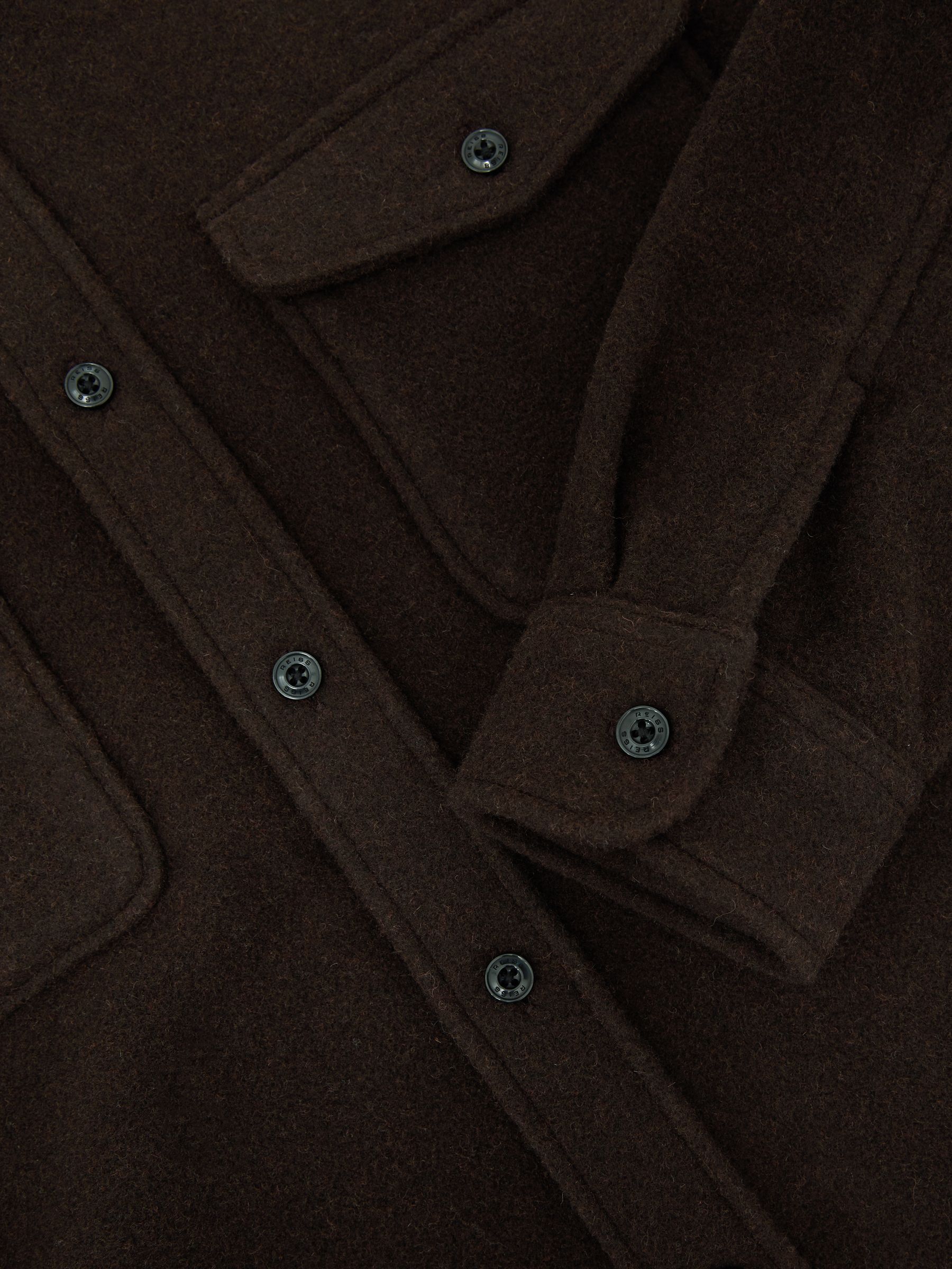 Wool-Blend Twin-Pocket Overshirt in Chocolate Brown - image 3