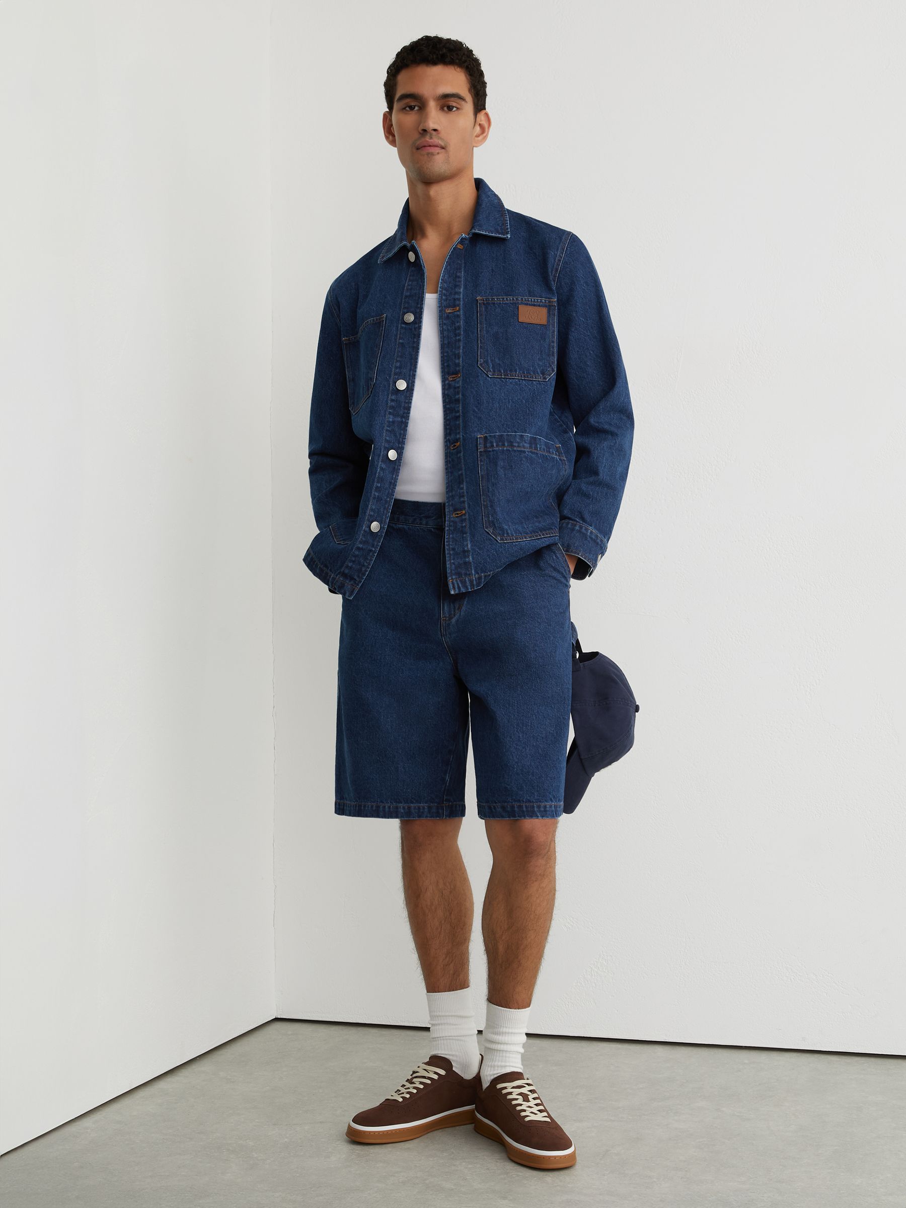 Monogram Relaxed-Fit Denim Shorts in Mid Blue - image 2