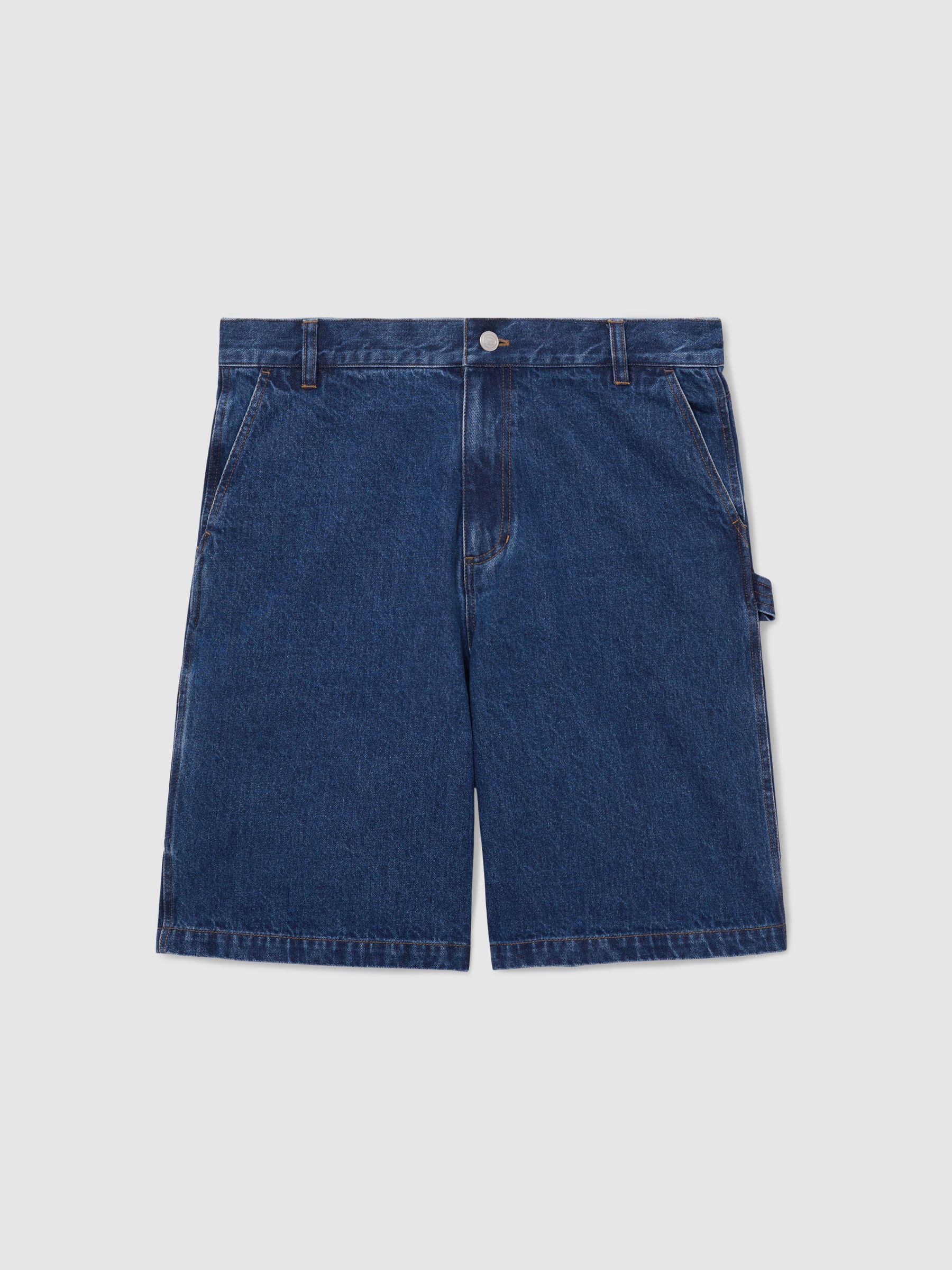 Monogram Relaxed-Fit Denim Shorts in Mid Blue - Image 2 of 7