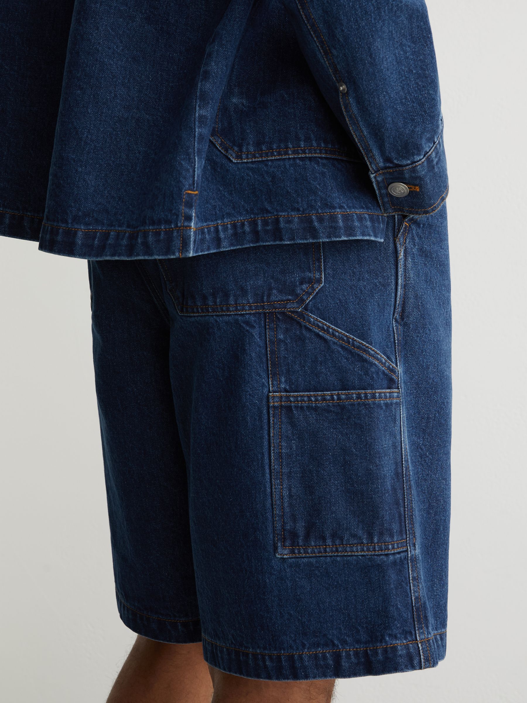 Monogram Relaxed-Fit Denim Shorts in Mid Blue - image 5