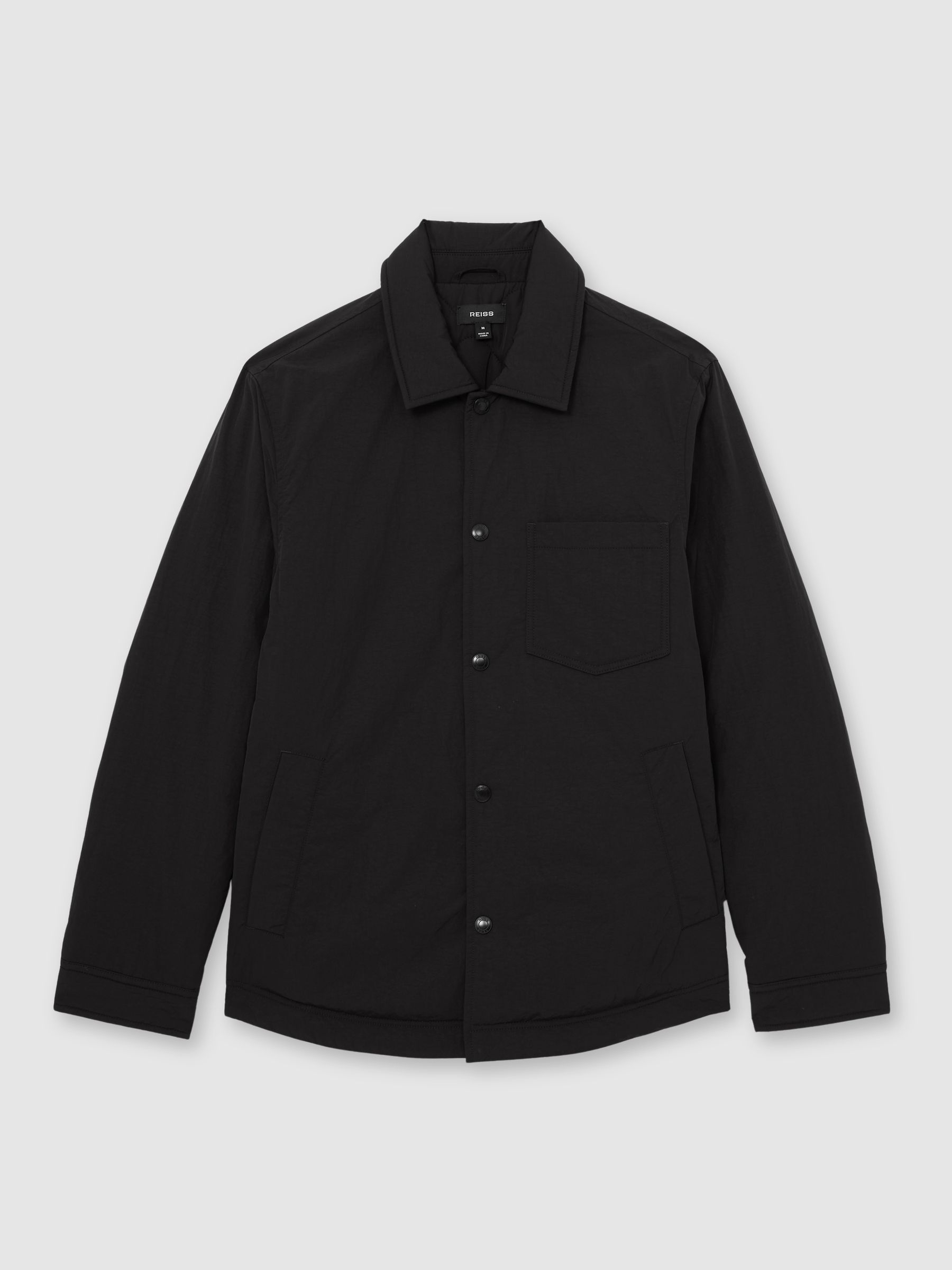 Quilted Press-Stud Overshirt in Black - image 1
