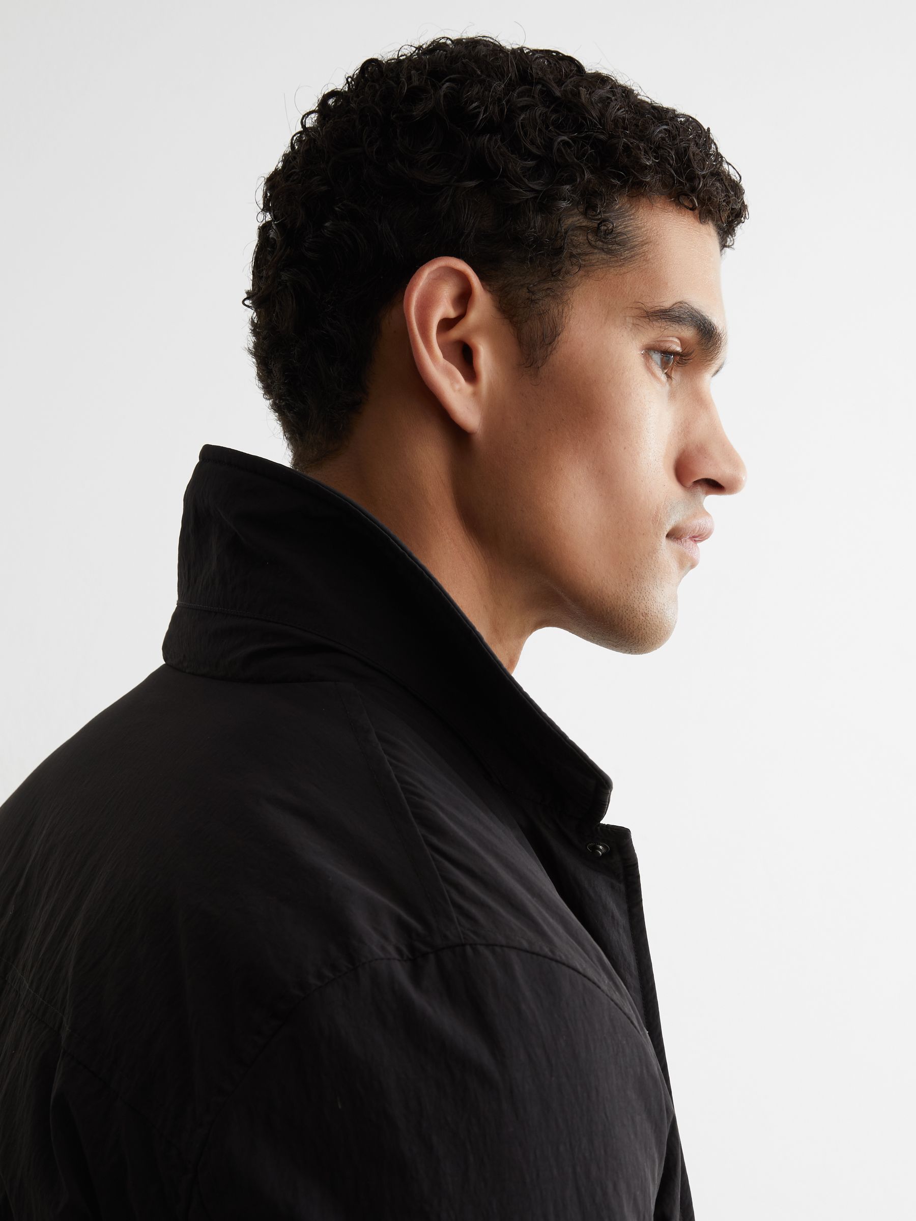 Quilted Press-Stud Overshirt in Black - image 5