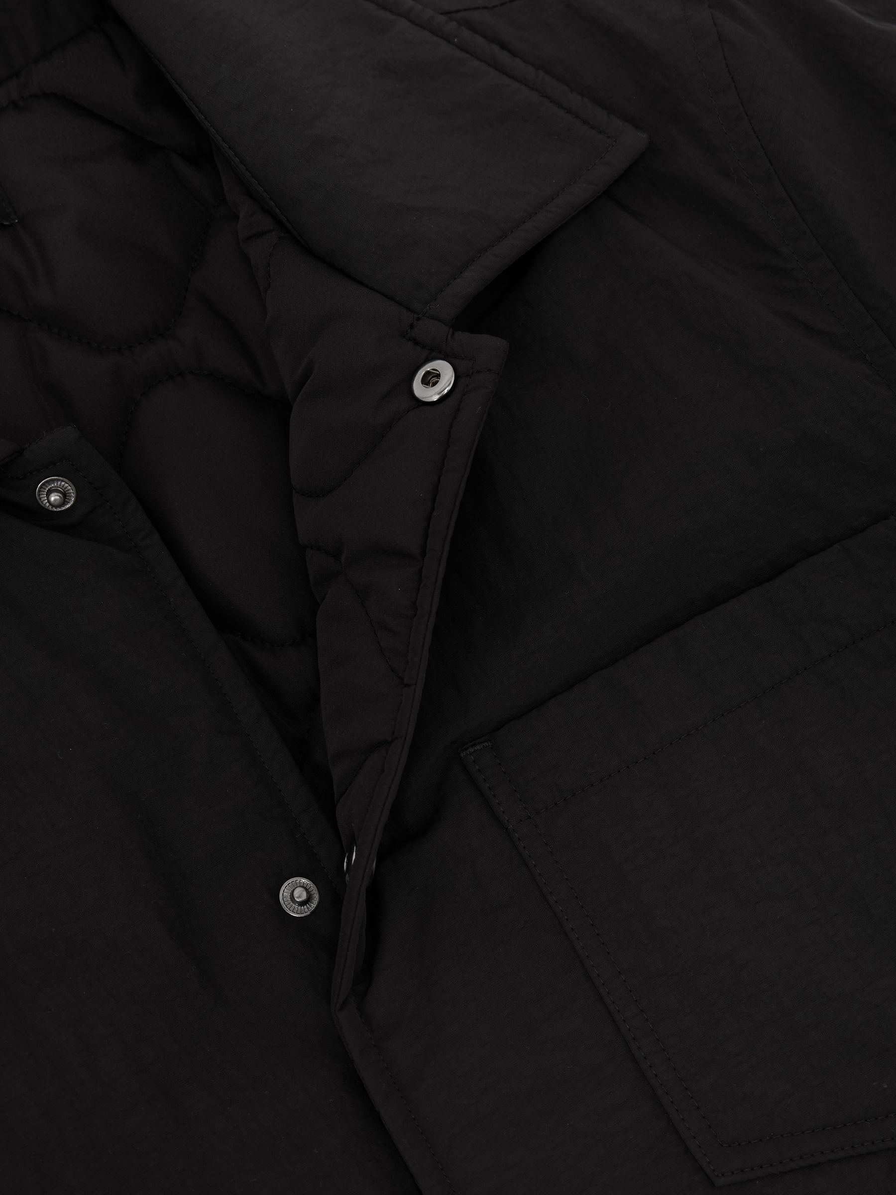 Quilted Press-Stud Overshirt in Black - image 3