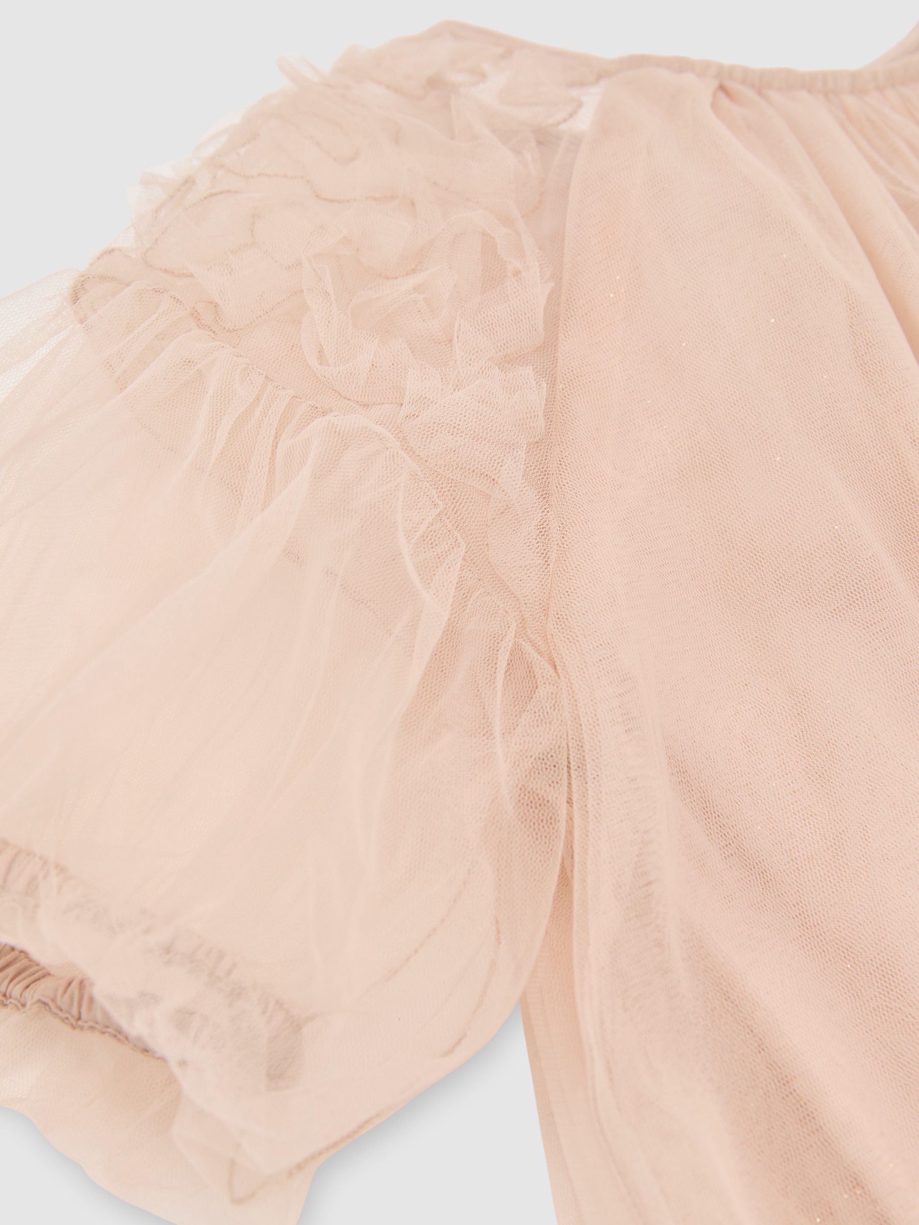 Tulle Ruffle-Detail Dress in Neutral - Image 4 of 4