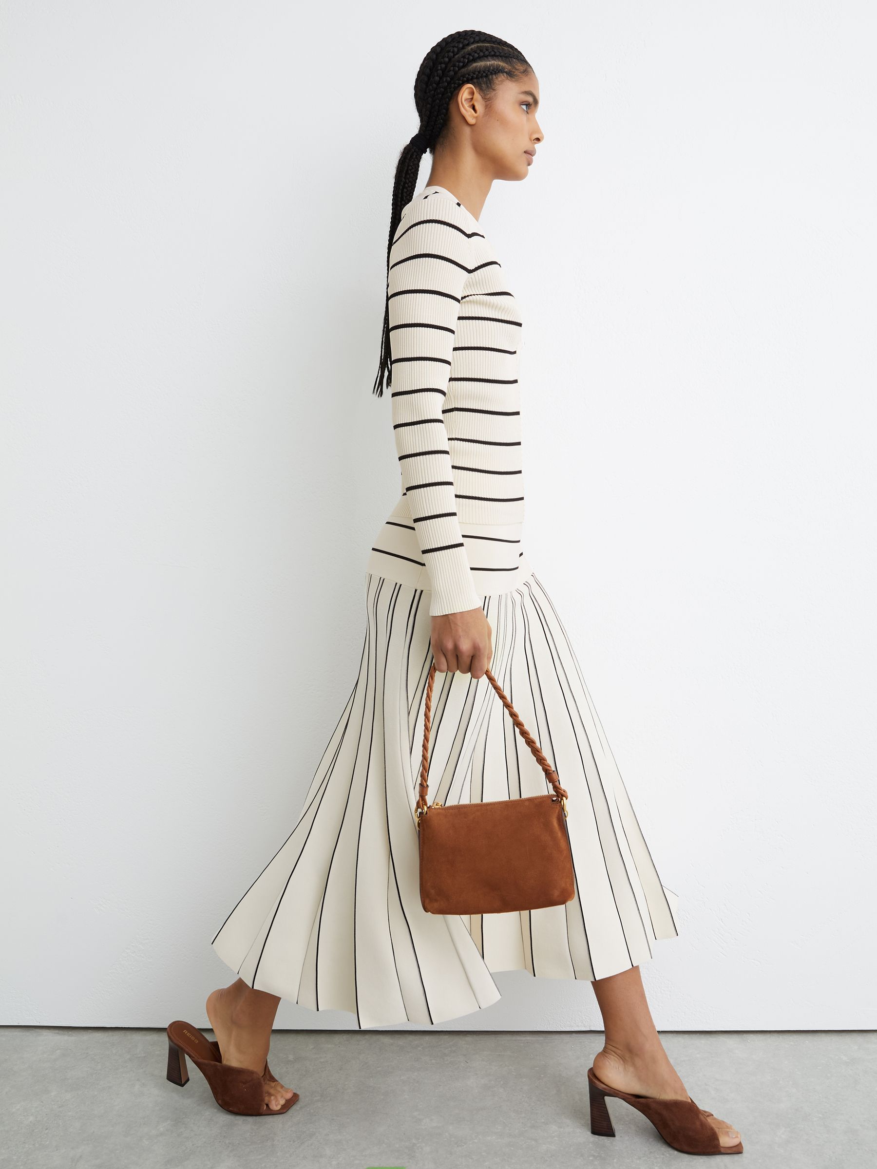 Stripe Craft-Stitch Rib-Knit Top in Ivory/Black - image 5