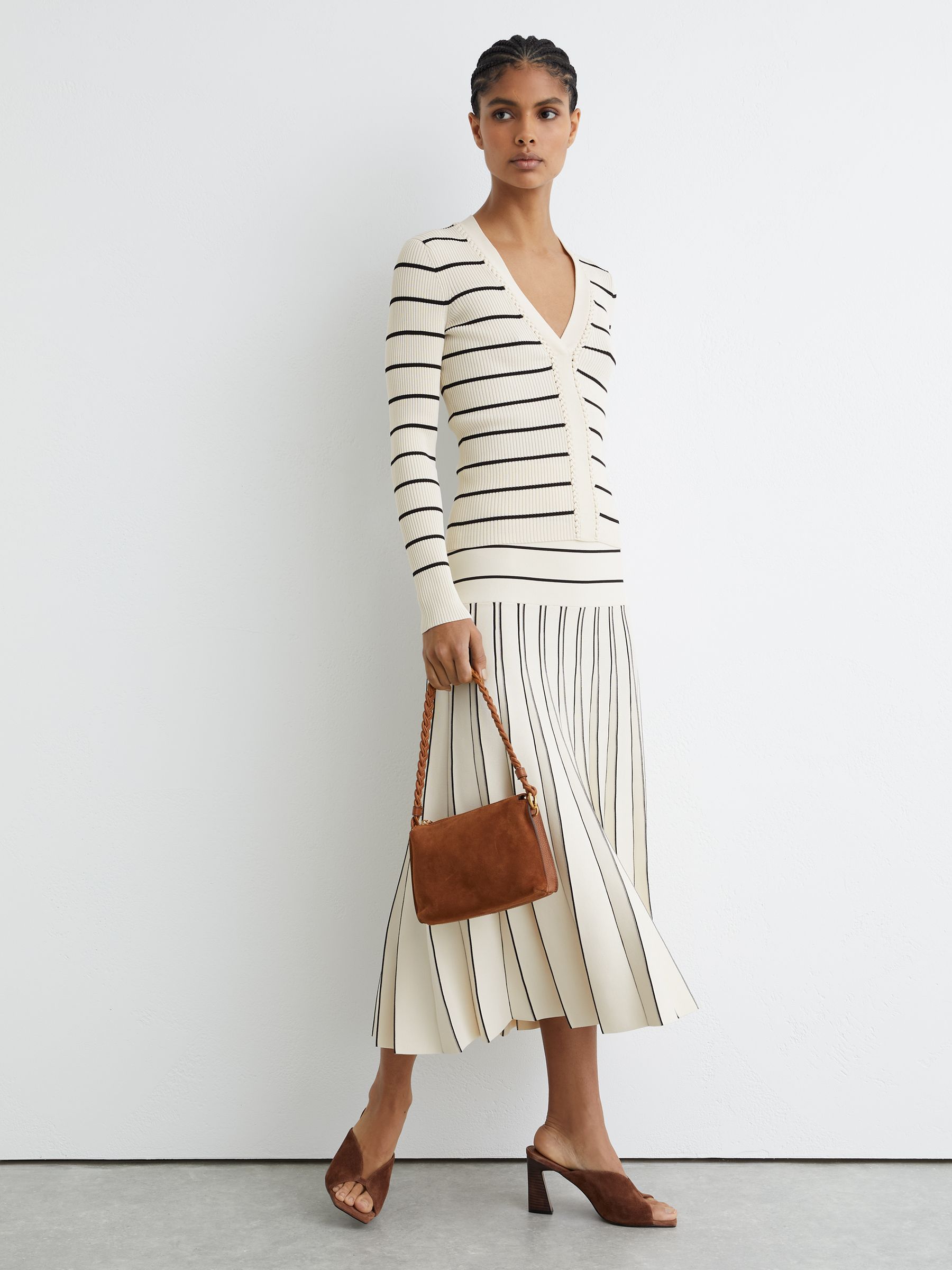Stripe Craft-Stitch Rib-Knit Top in Ivory/Black - image 4