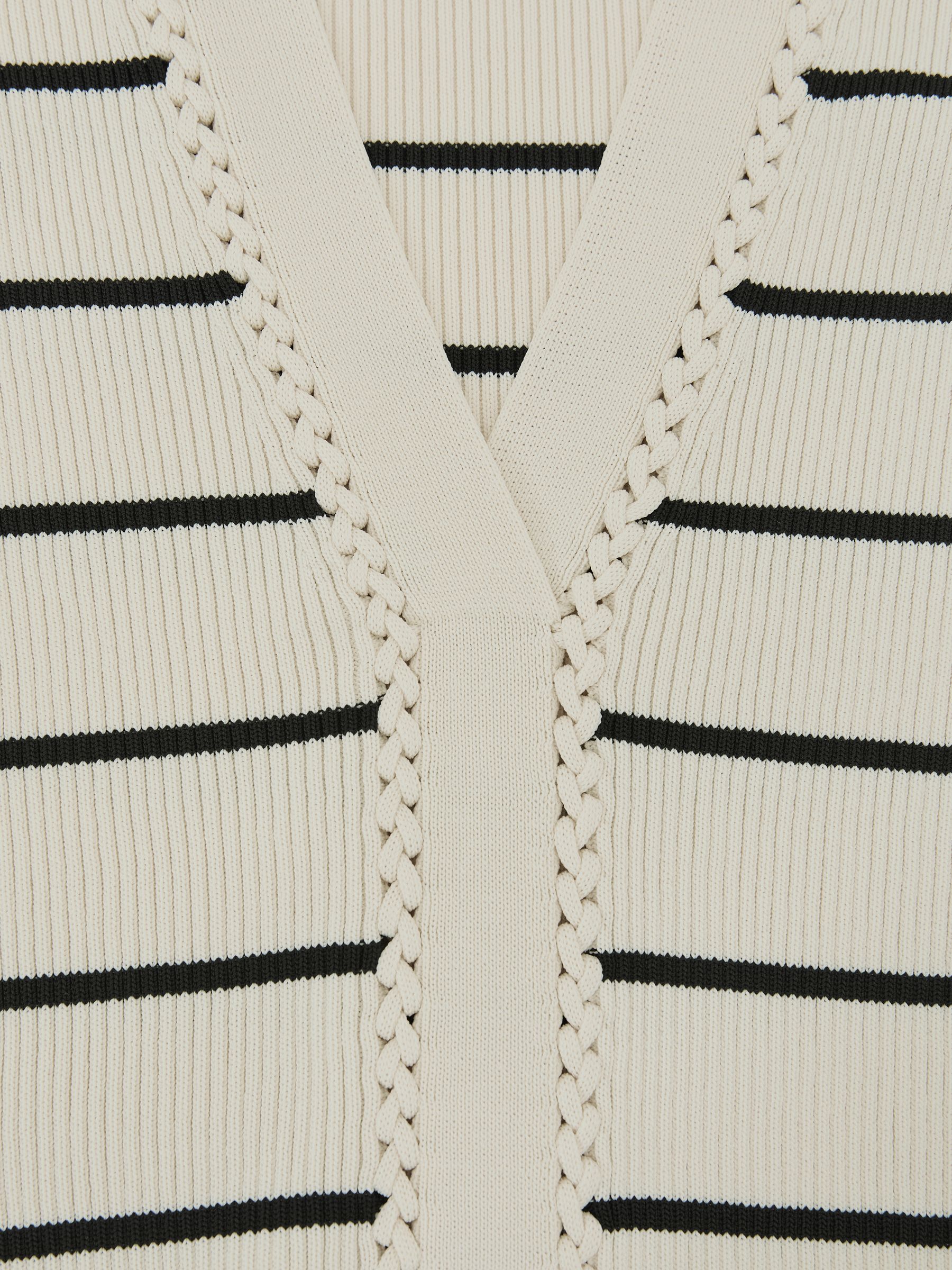 Stripe Craft-Stitch Rib-Knit Top in Ivory/Black - image 3