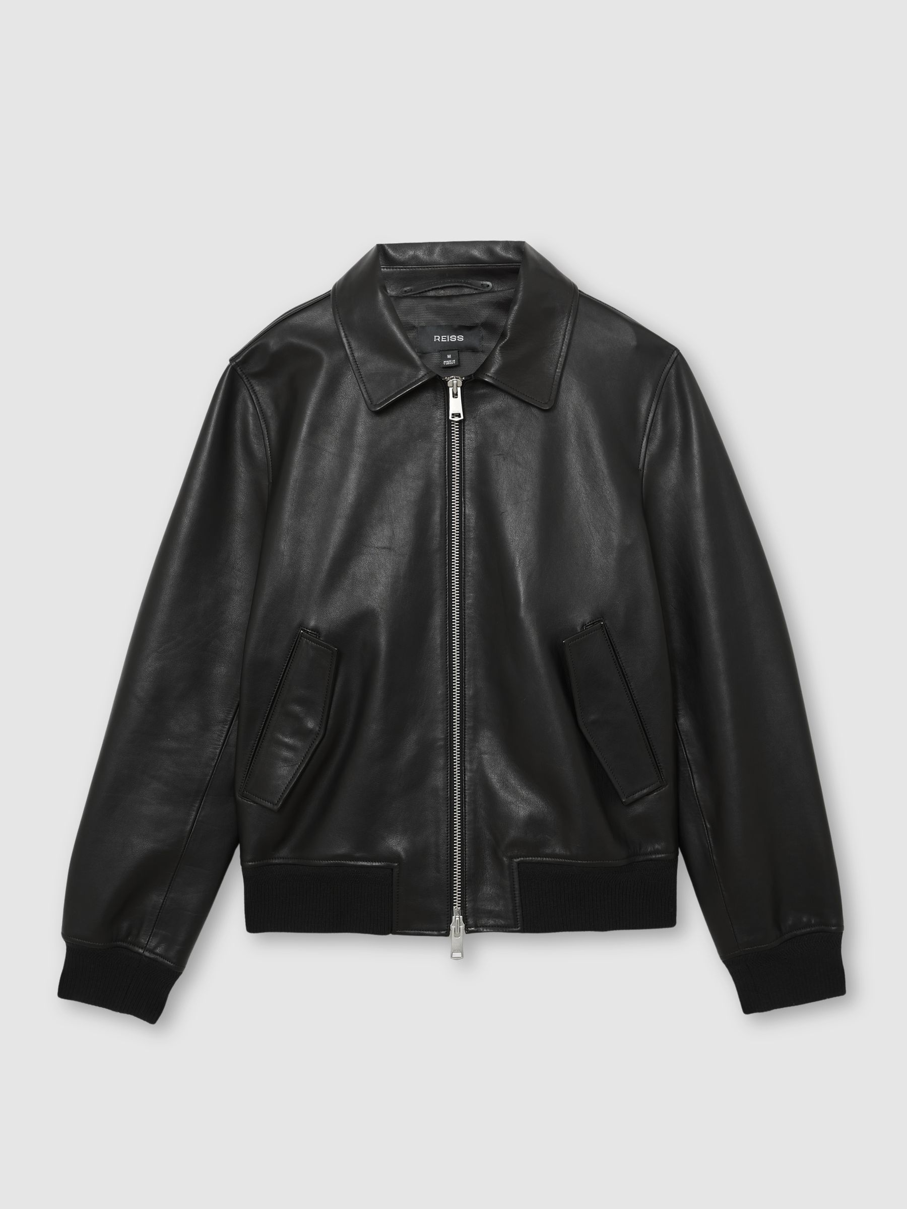 Leather Zip-Through Jacket in Black - Image 2 of 7