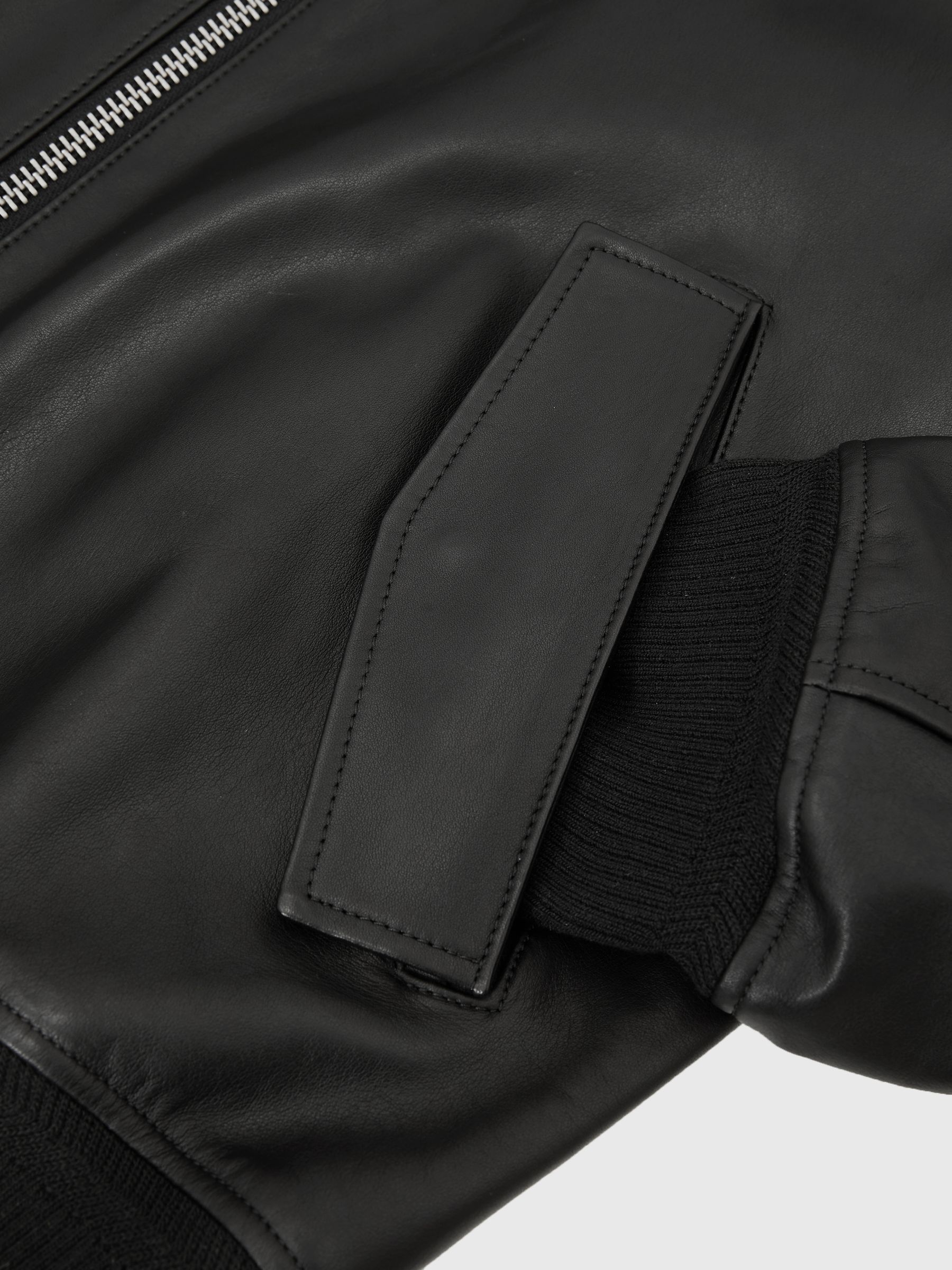 Leather Zip-Through Jacket in Black - image 3