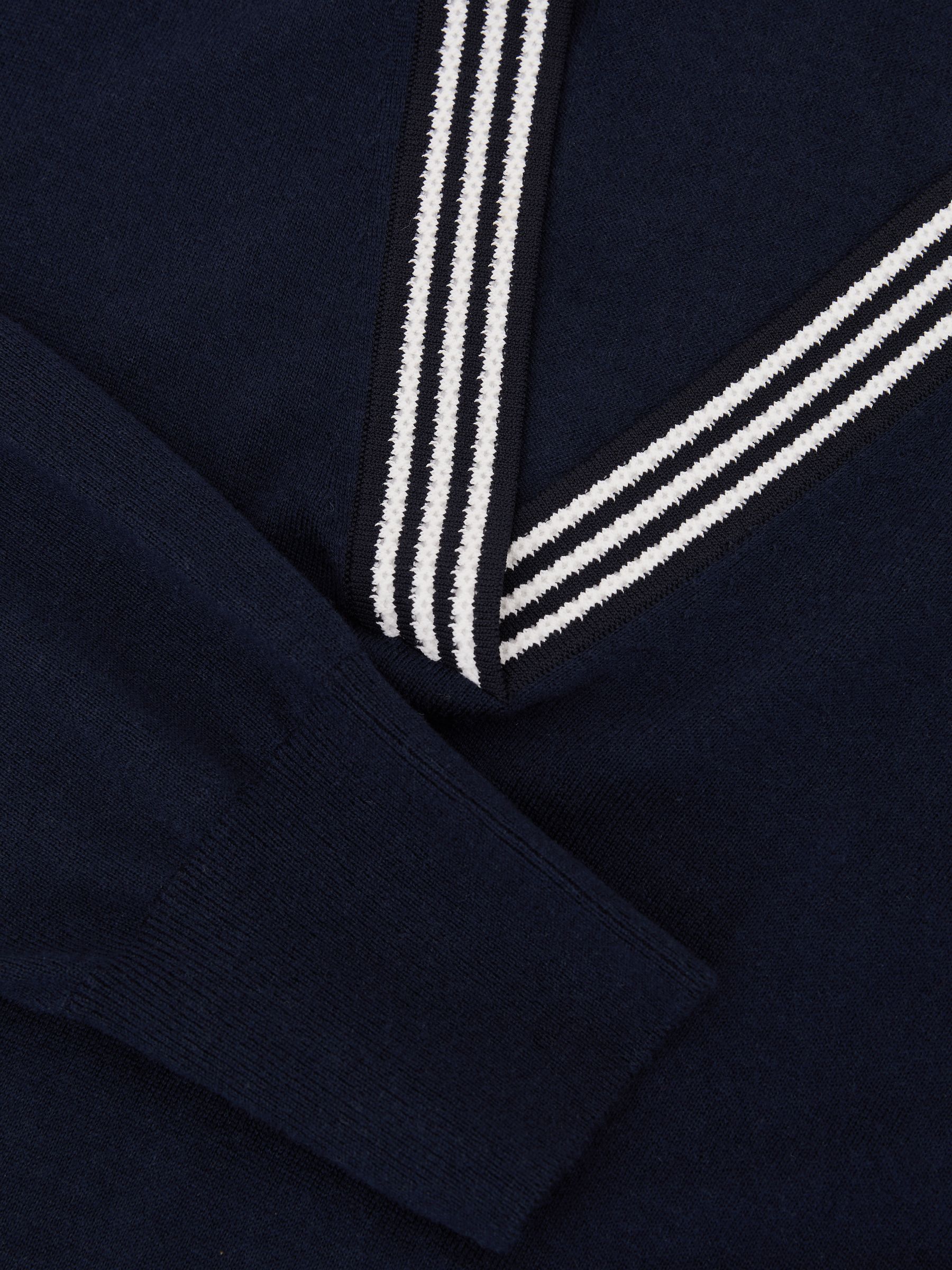 Merino Wool Stripe-Collar Jumper in Navy/White - Image 6 of 6