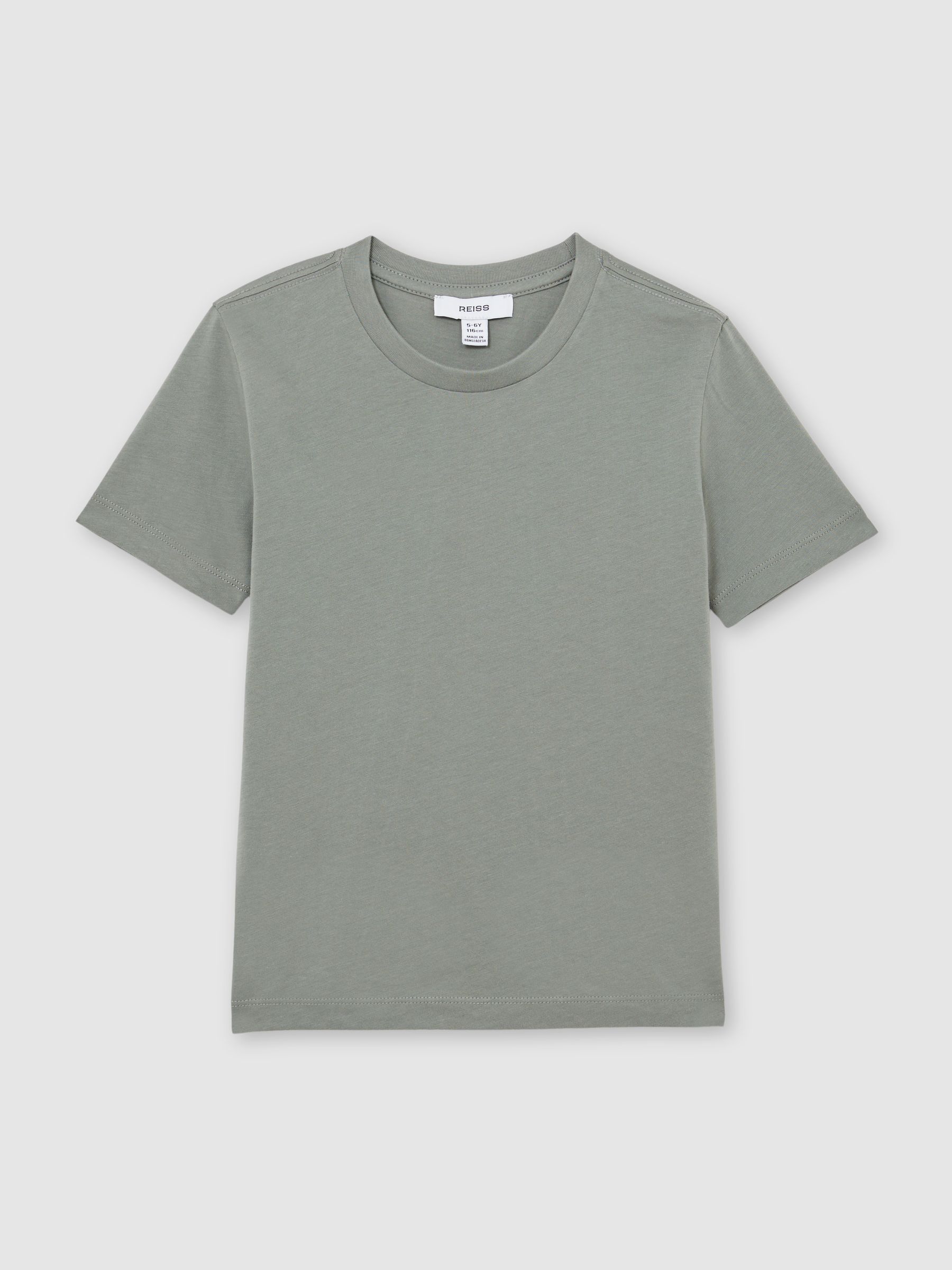 Cotton Crew-Neck T-Shirt in Dark Sage - Image 2 of 5