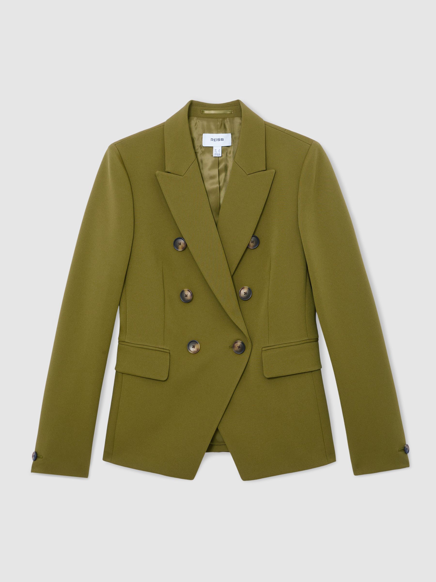 Petite Double-Breasted Peak-Lapel Suit Blazer in Chartreuse Green - Image 2 of 9 Petite Double-Breasted Peak-Lapel Suit Blazer in Chartreuse Green - Image 2 of 9