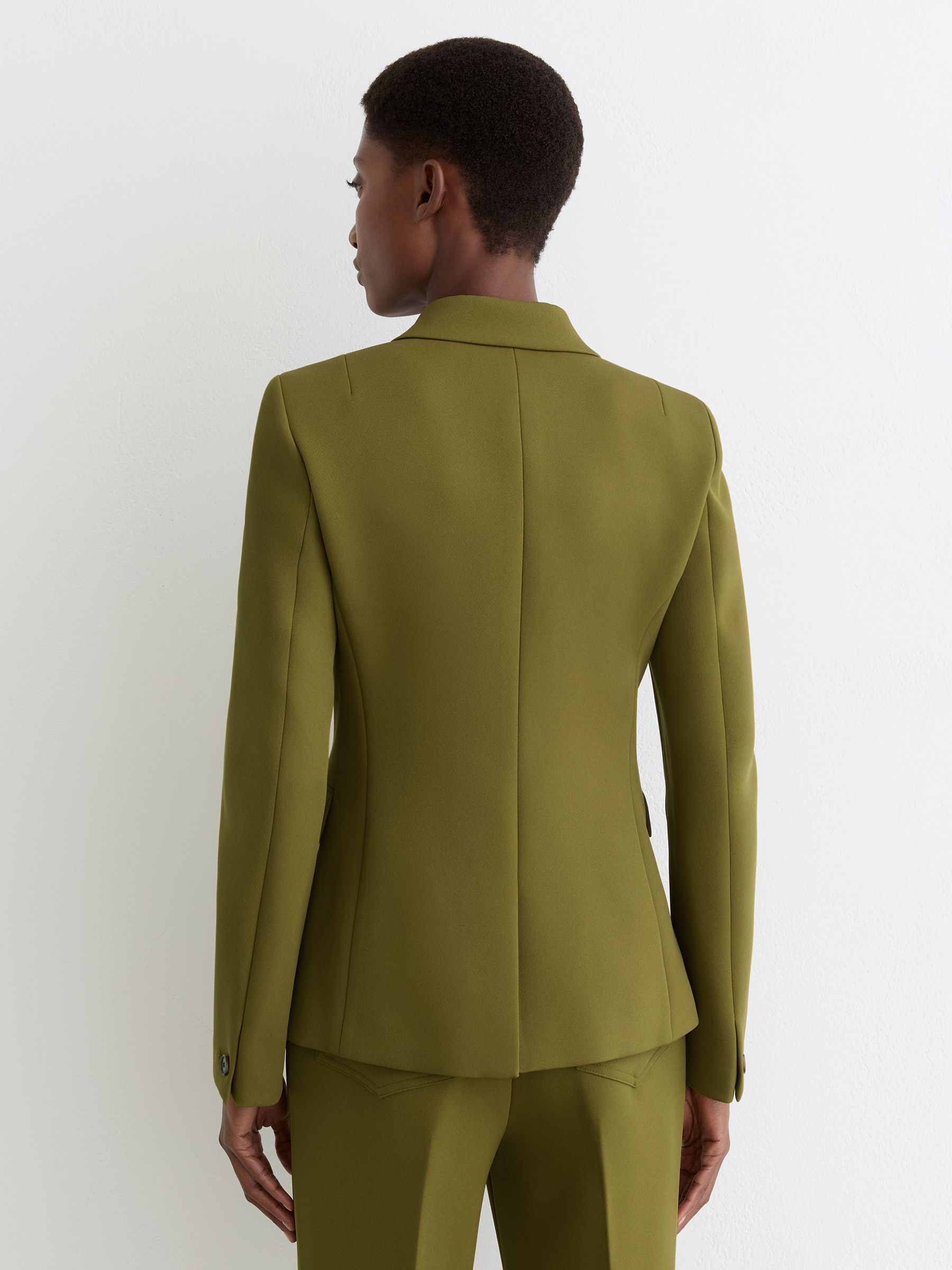 Petite Twill Double-Breasted Blazer in Chartreuse Green - image 5