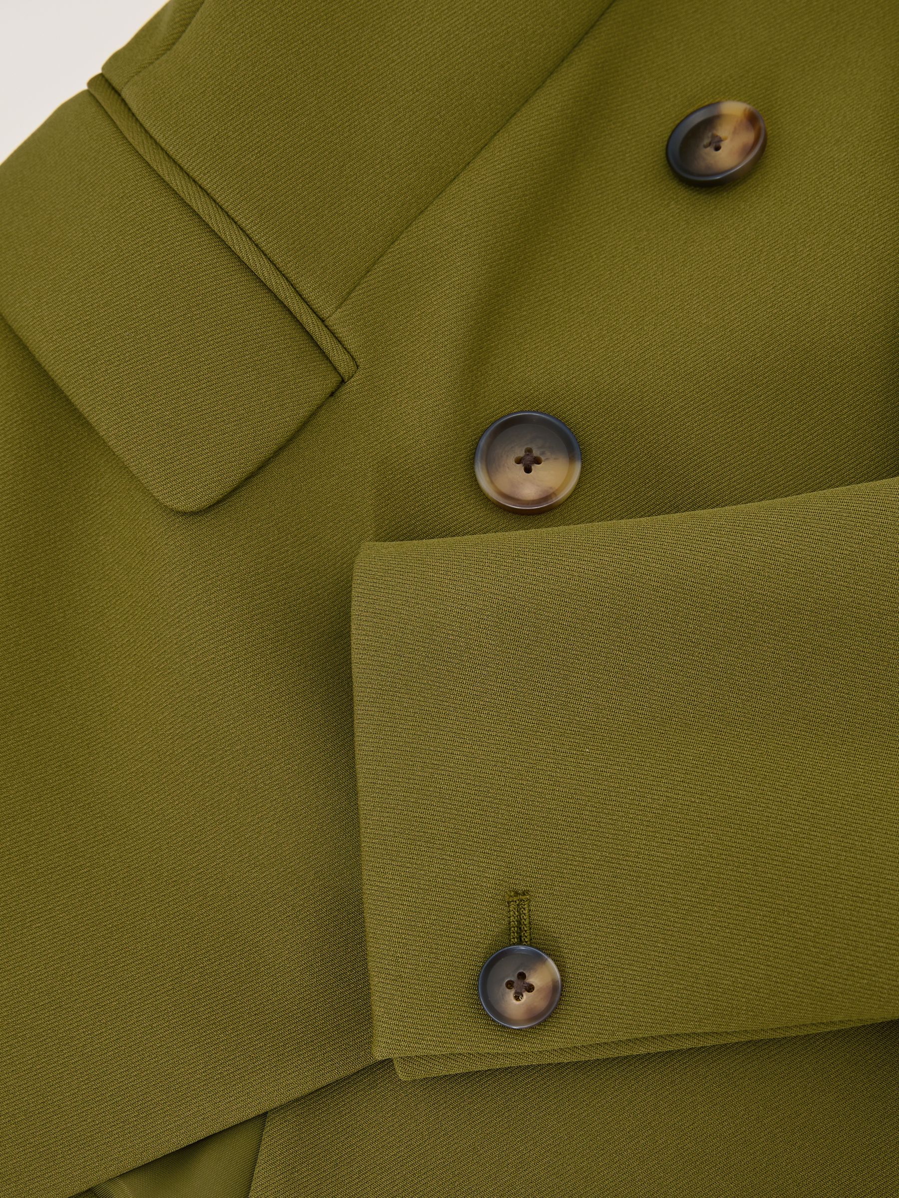 Petite Twill Double-Breasted Blazer in Chartreuse Green - image 3