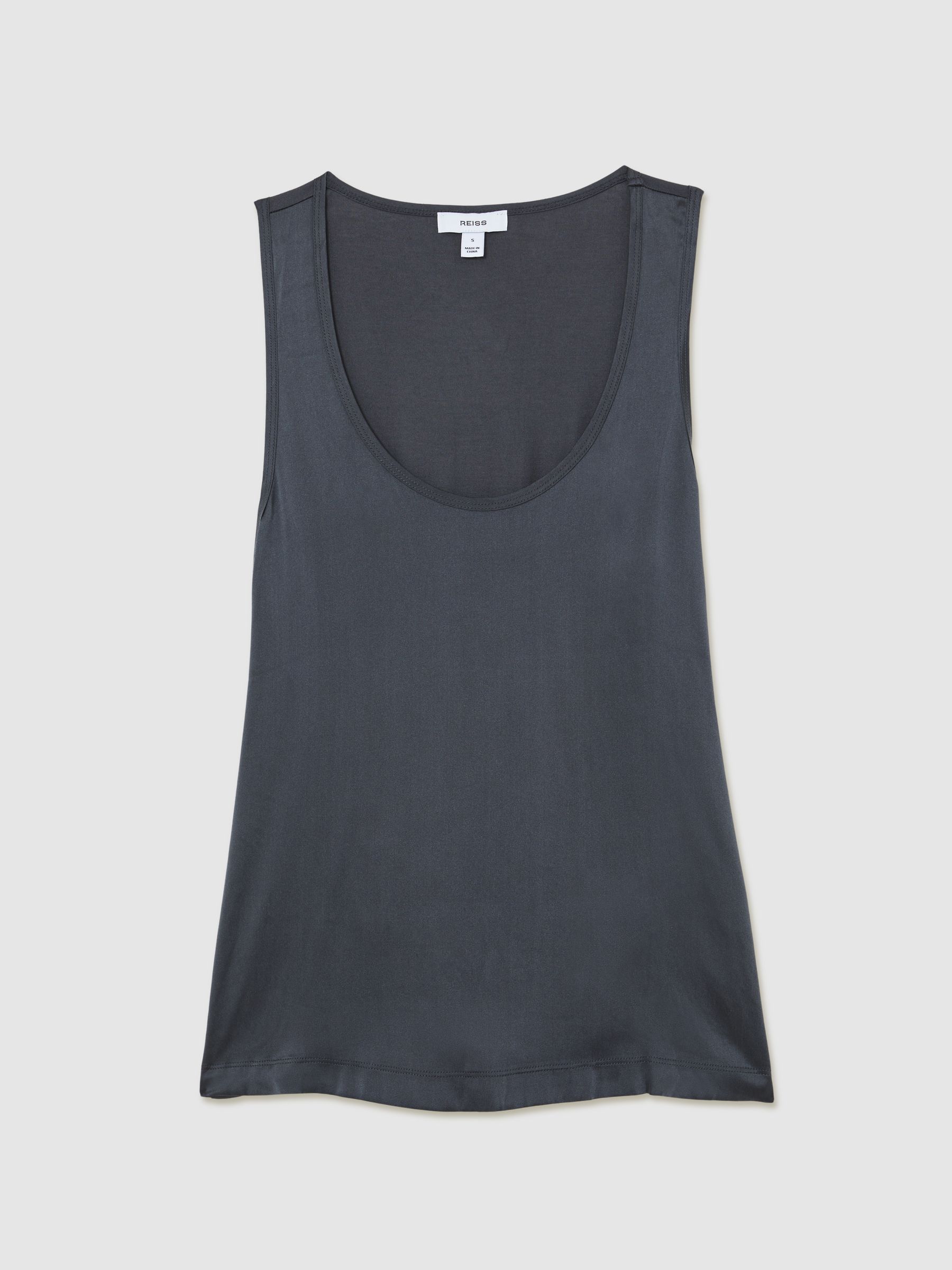 Silk-Front Cami Top in Navy - image 1