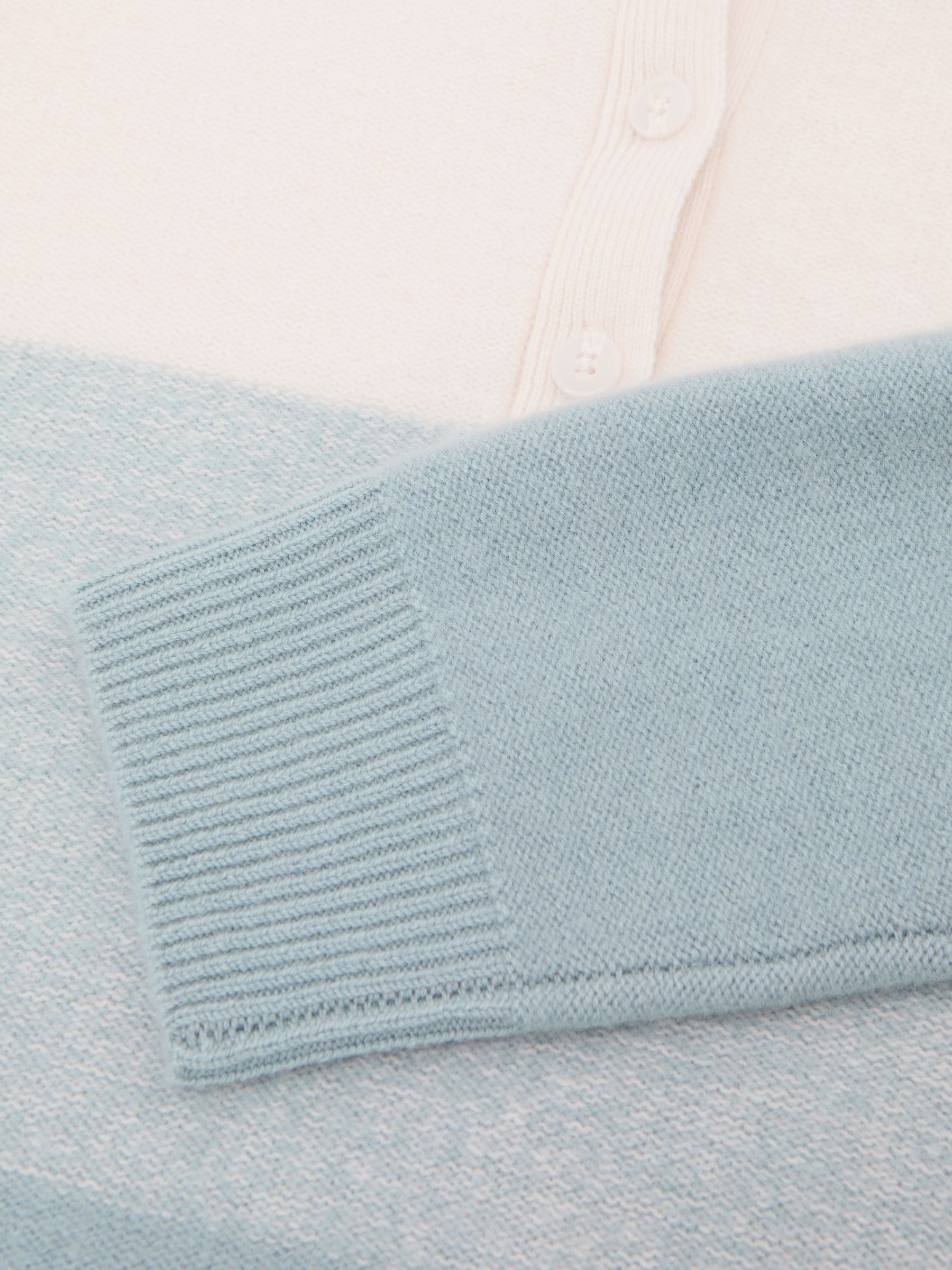 Wool-Cashmere Stripe Buttoned Jumper in Cream/Blue - image 4
