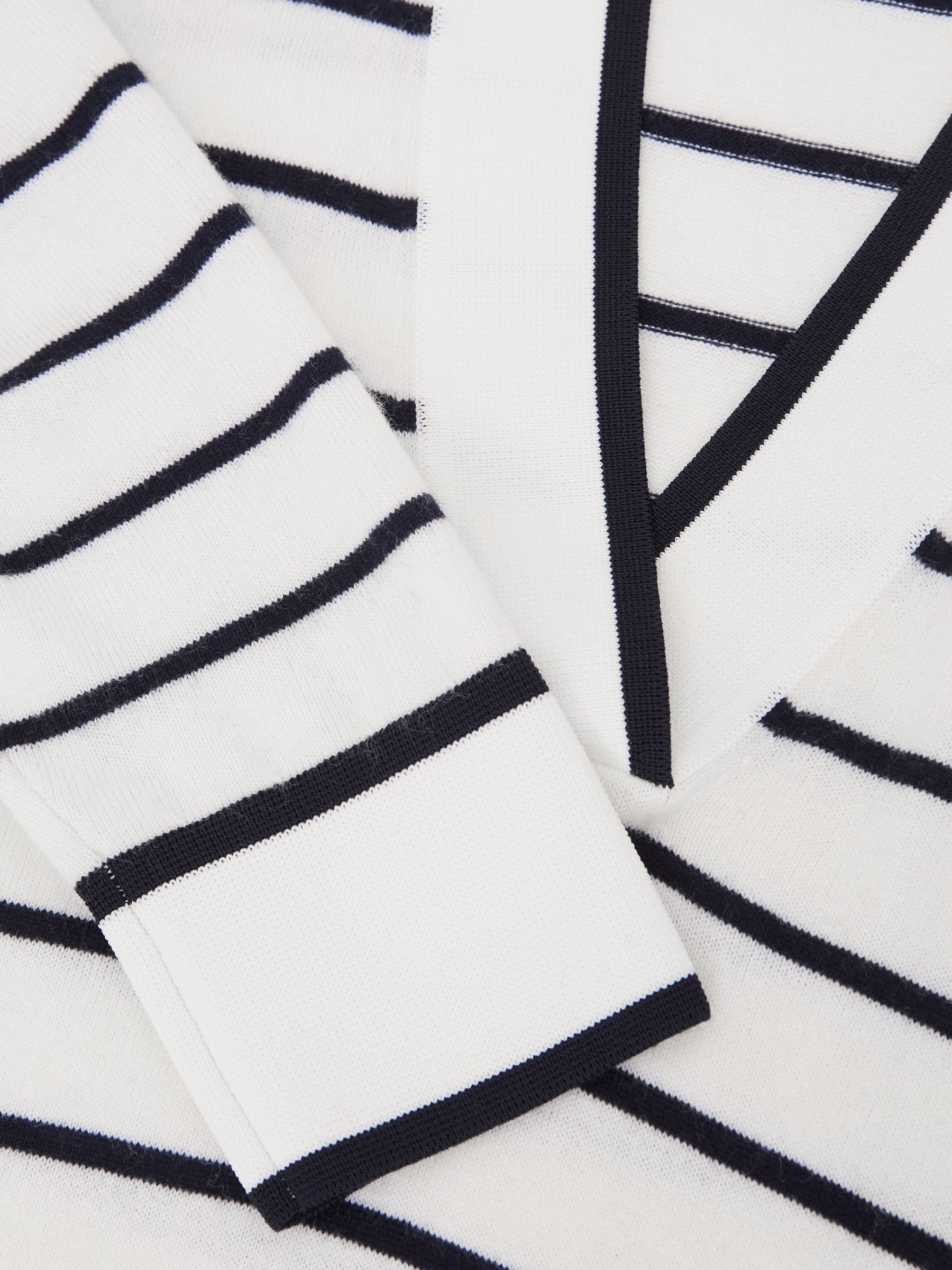 Merino Wool-Blend Collar Stripe Jumper with Cashmere in Ivory/Navy - Image 6 of 6