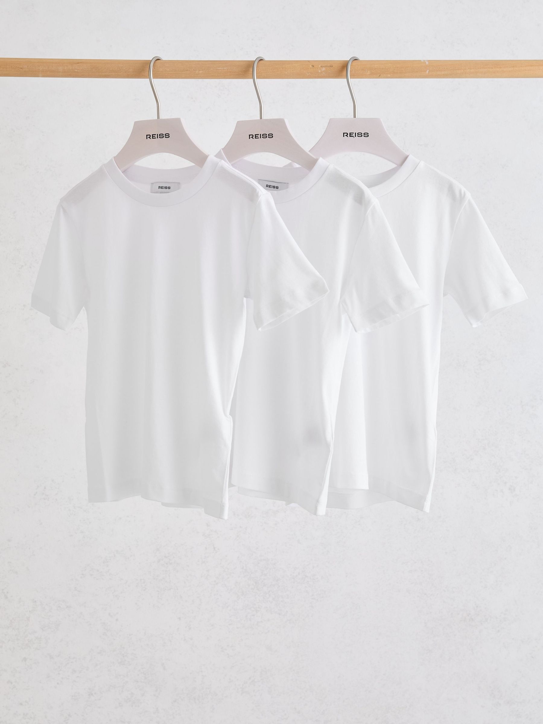 13-14 yrs 3 Pack Cotton Crew-Neck T-Shirts in White - Image 2 of 3