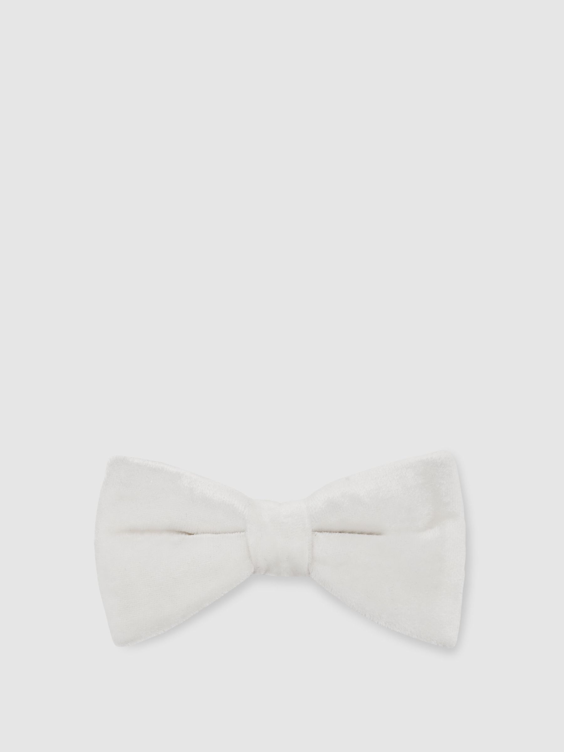 Velvet Bow Tie in Ivory - Image 1 of 5 Velvet Bow Tie in Ivory - Image 1 of 5