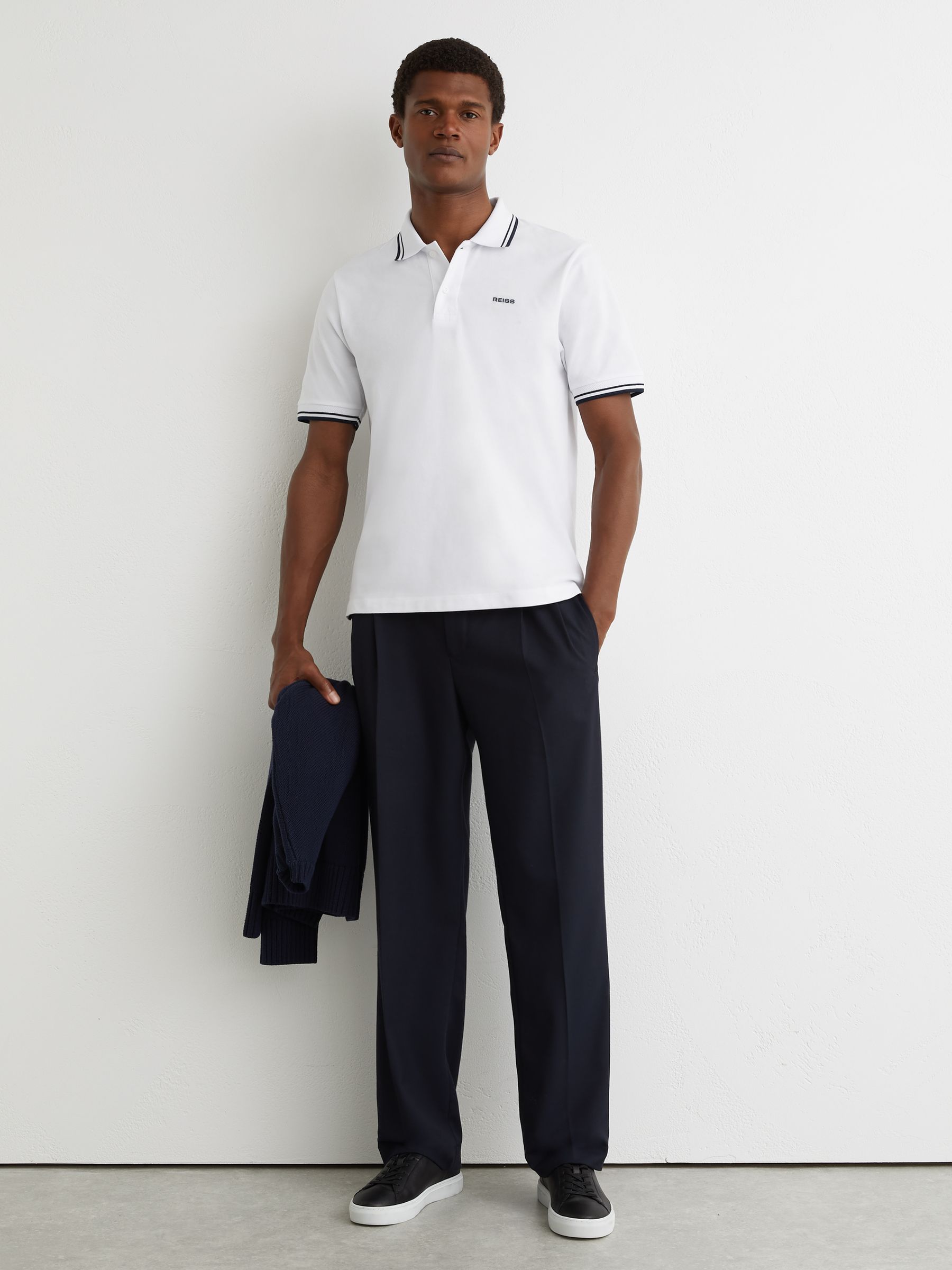 Cotton-Piqué Logo Polo Shirt in White - Image 1 of 6