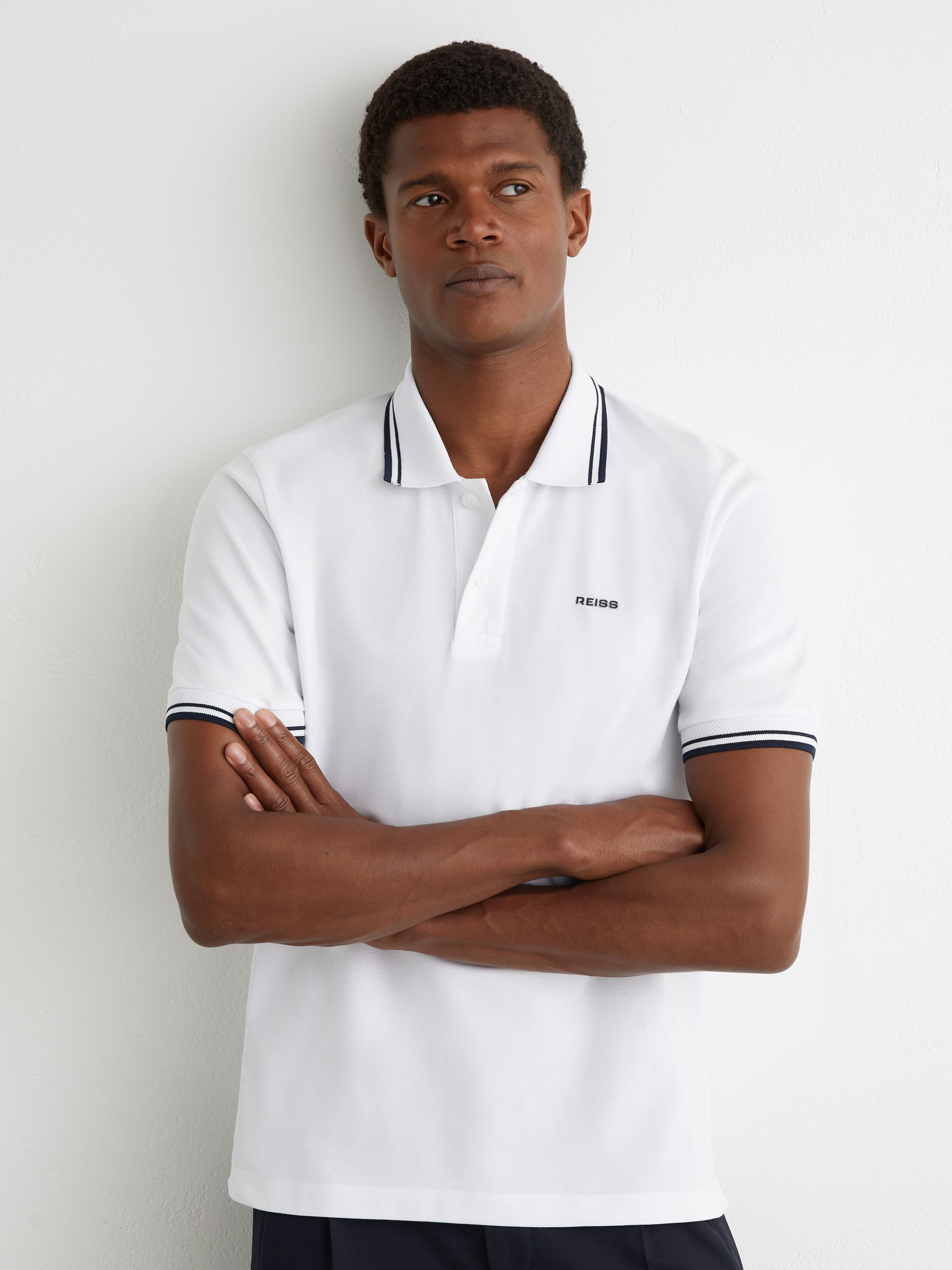Cotton-Piqué Logo Polo Shirt in White - Image 3 of 6