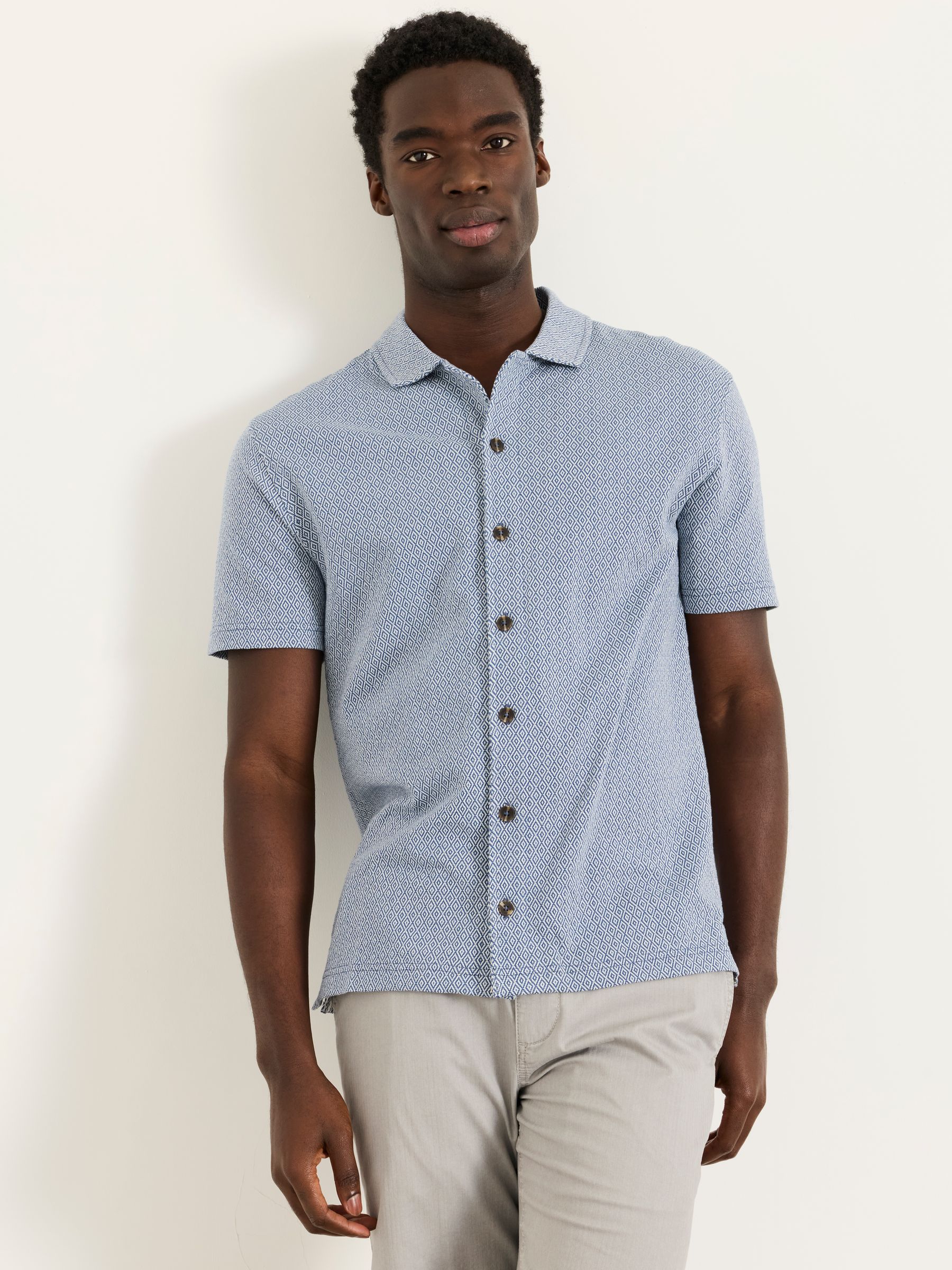 Blue Geo Pattern Shirt - Image 1 of 6