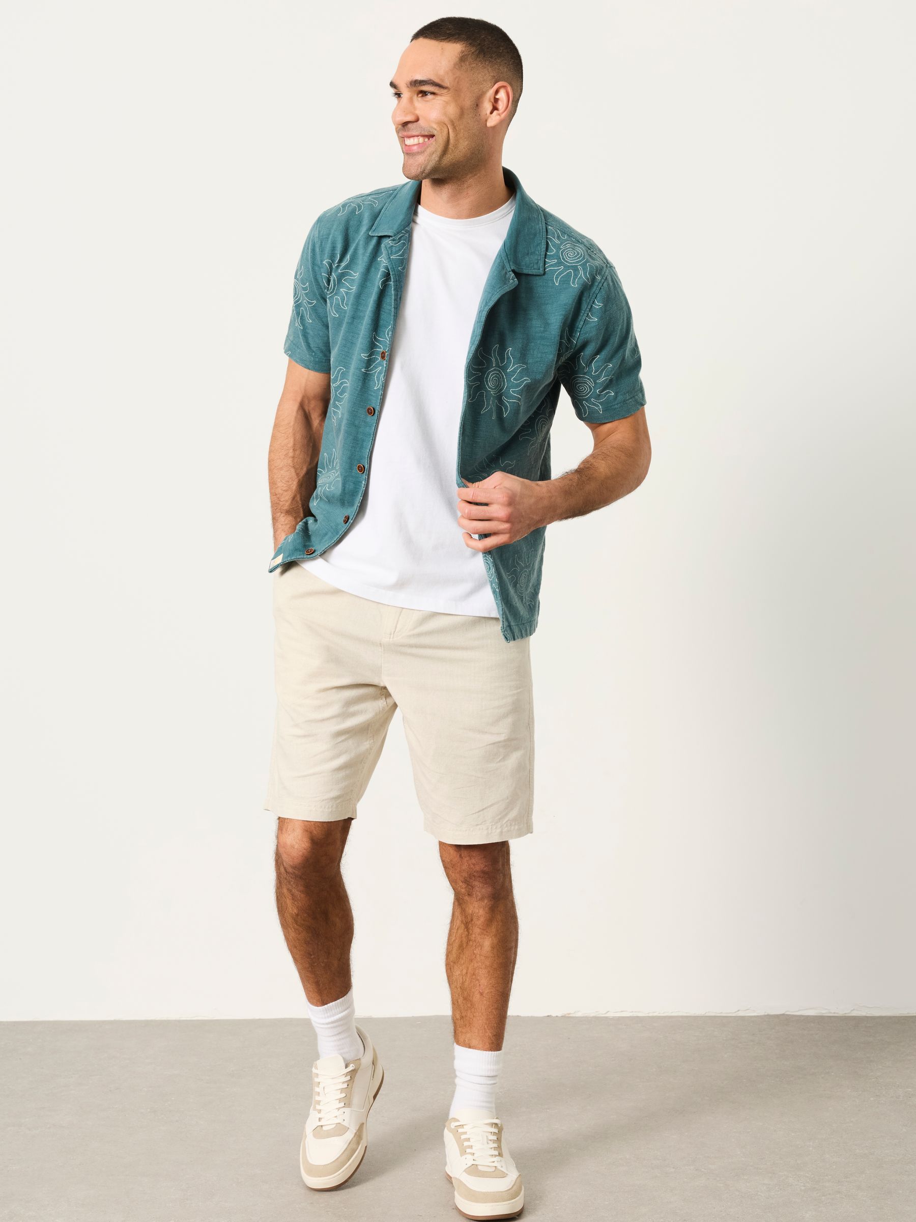 Dark Teal Blue Printed Sun Shirt - Image 3 of 6