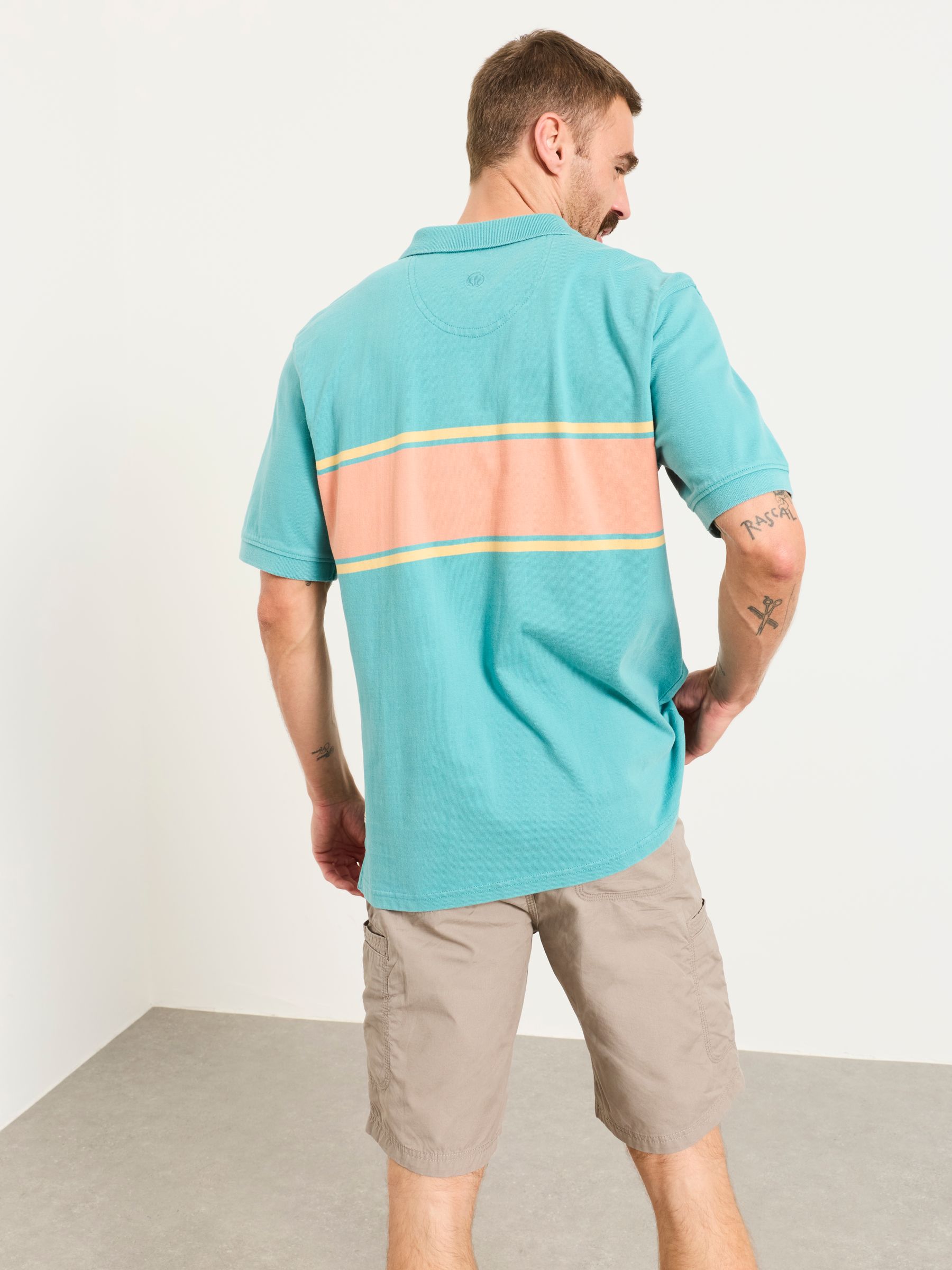 Teal Blue Ashton Chest Stripe Polo Shirt - Image 2 of 6