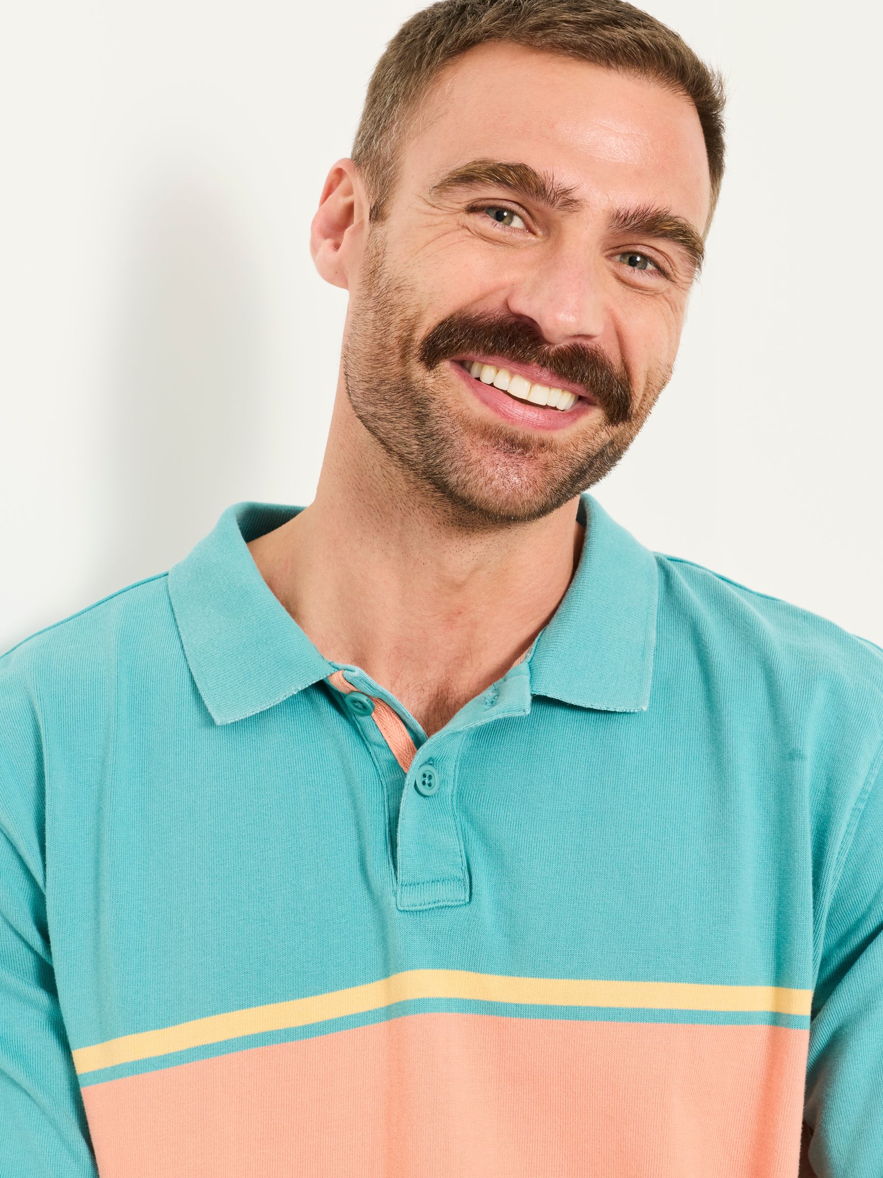 Teal Blue Ashton Chest Stripe Polo Shirt - Image 3 of 6