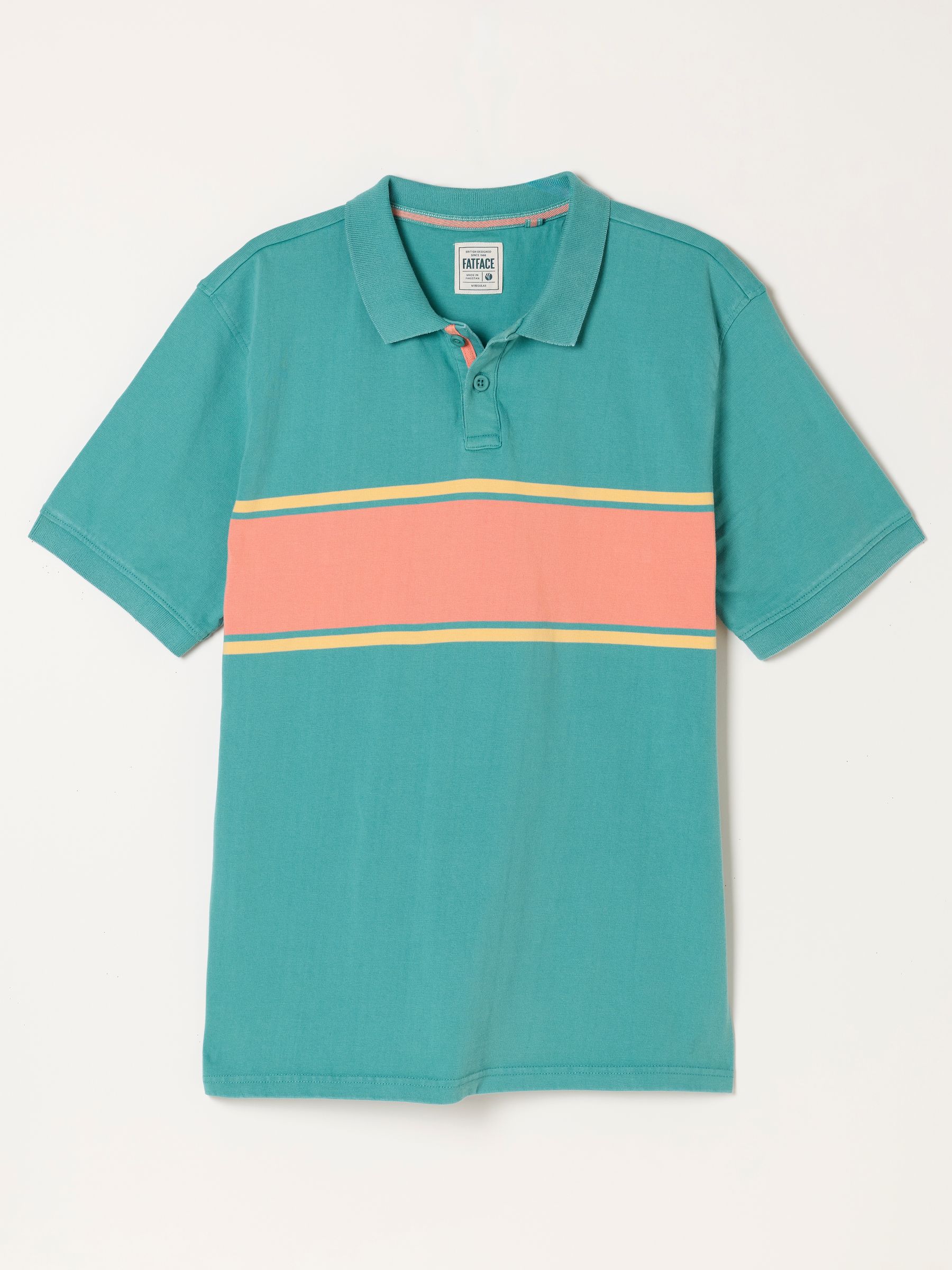 Teal Blue Ashton Chest Stripe Polo Shirt - Image 6 of 6