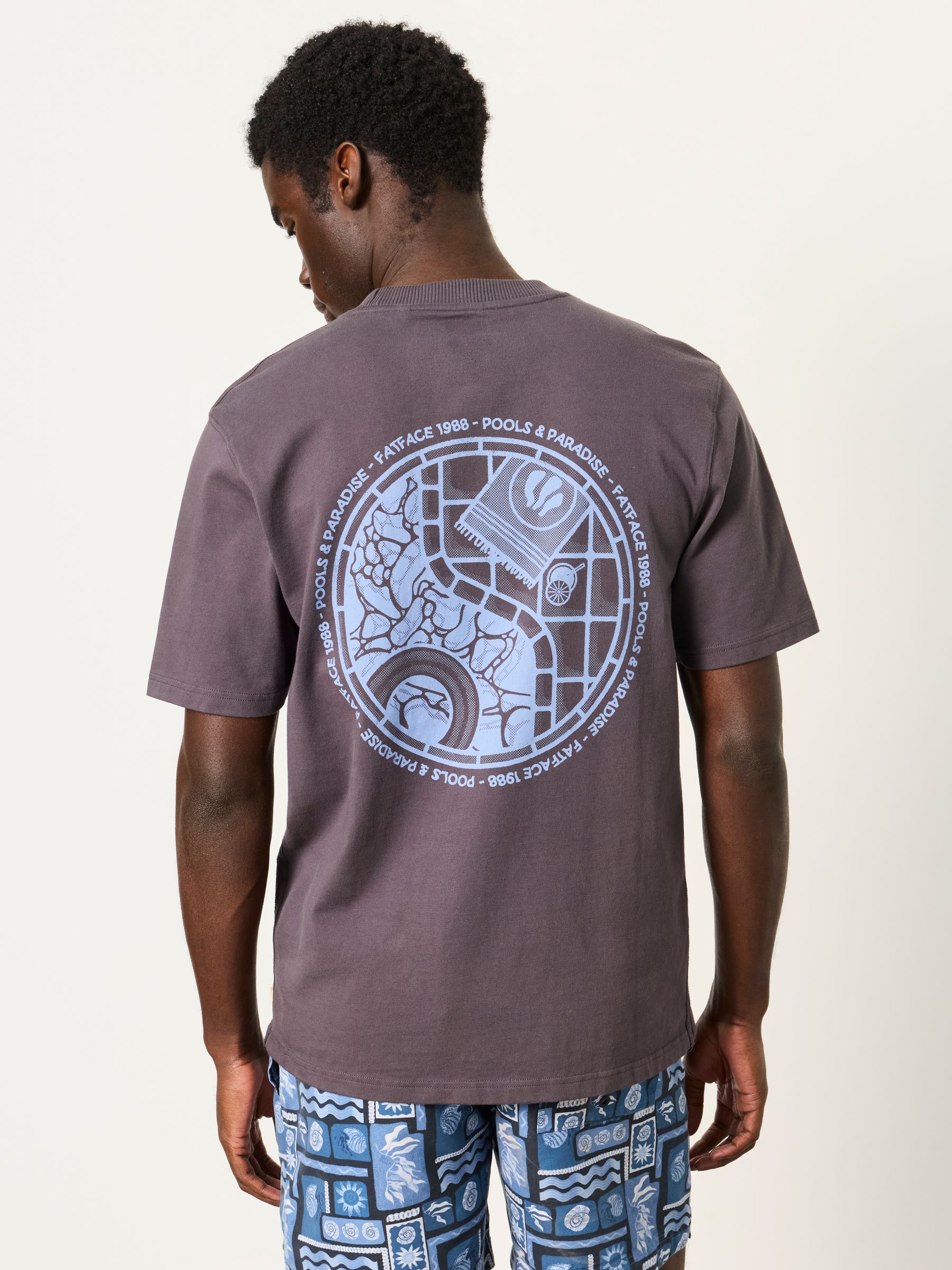 Relaxed Fit Charcoal Grey Pools and Paradise Graphic Tshirt - Image 1 of 7