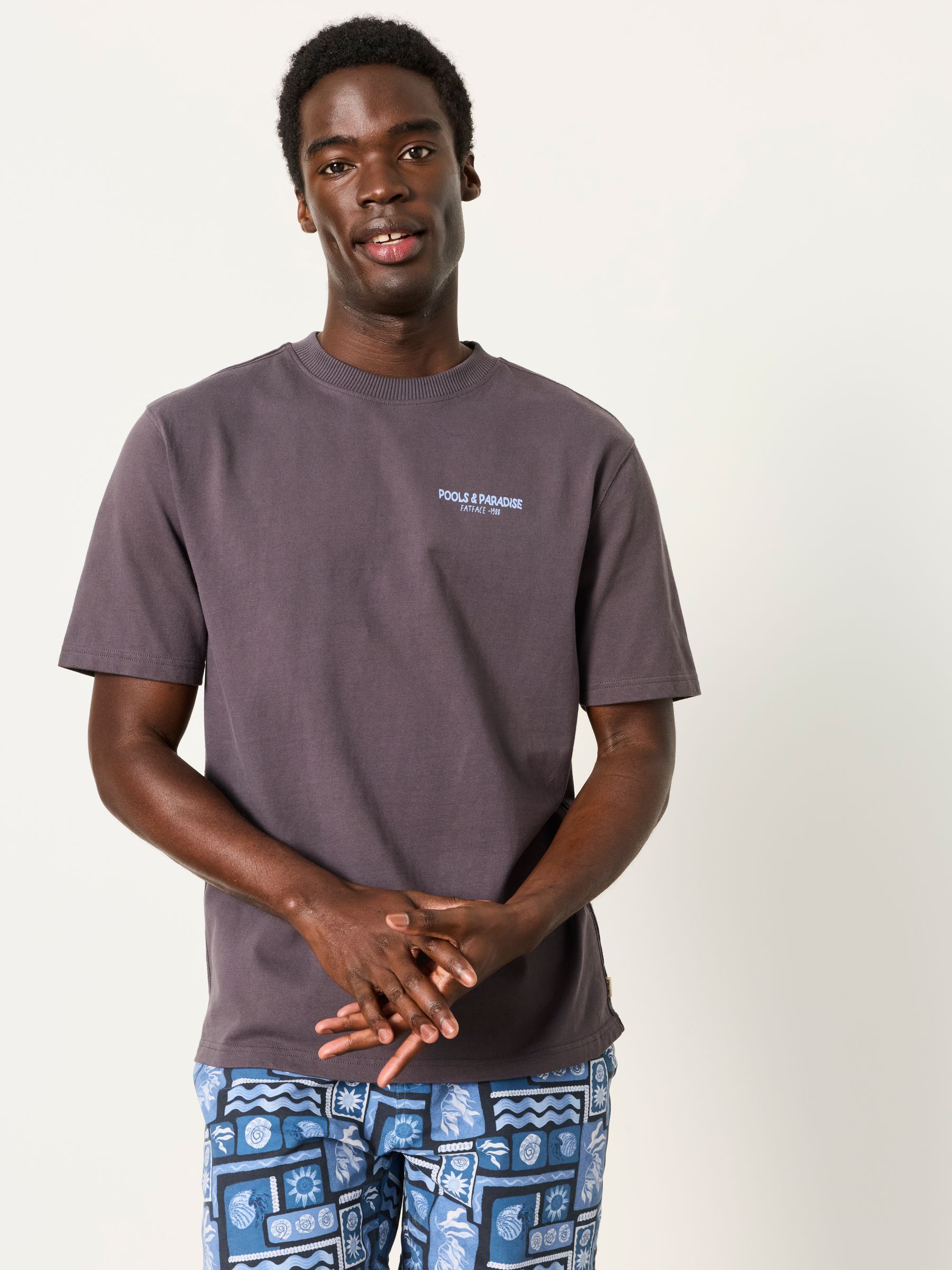 Relaxed Fit Charcoal Grey Pools and Paradise Graphic Tshirt - Image 2 of 7