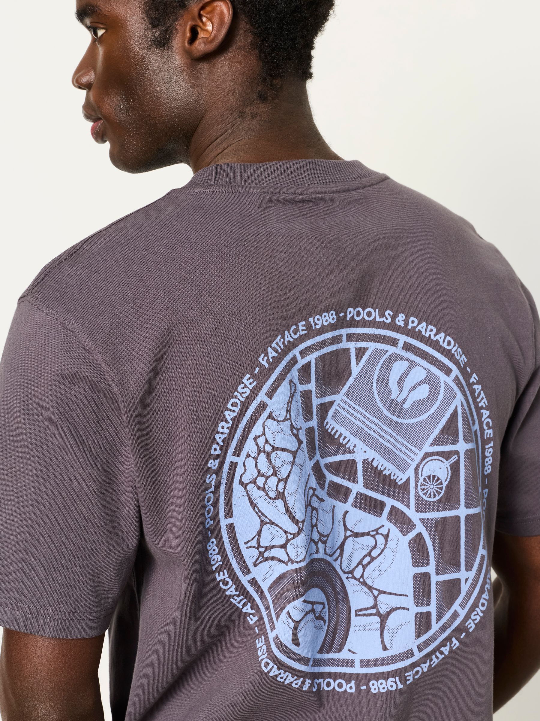 Relaxed Fit Charcoal Grey Pools and Paradise Graphic Tshirt - Image 3 of 7