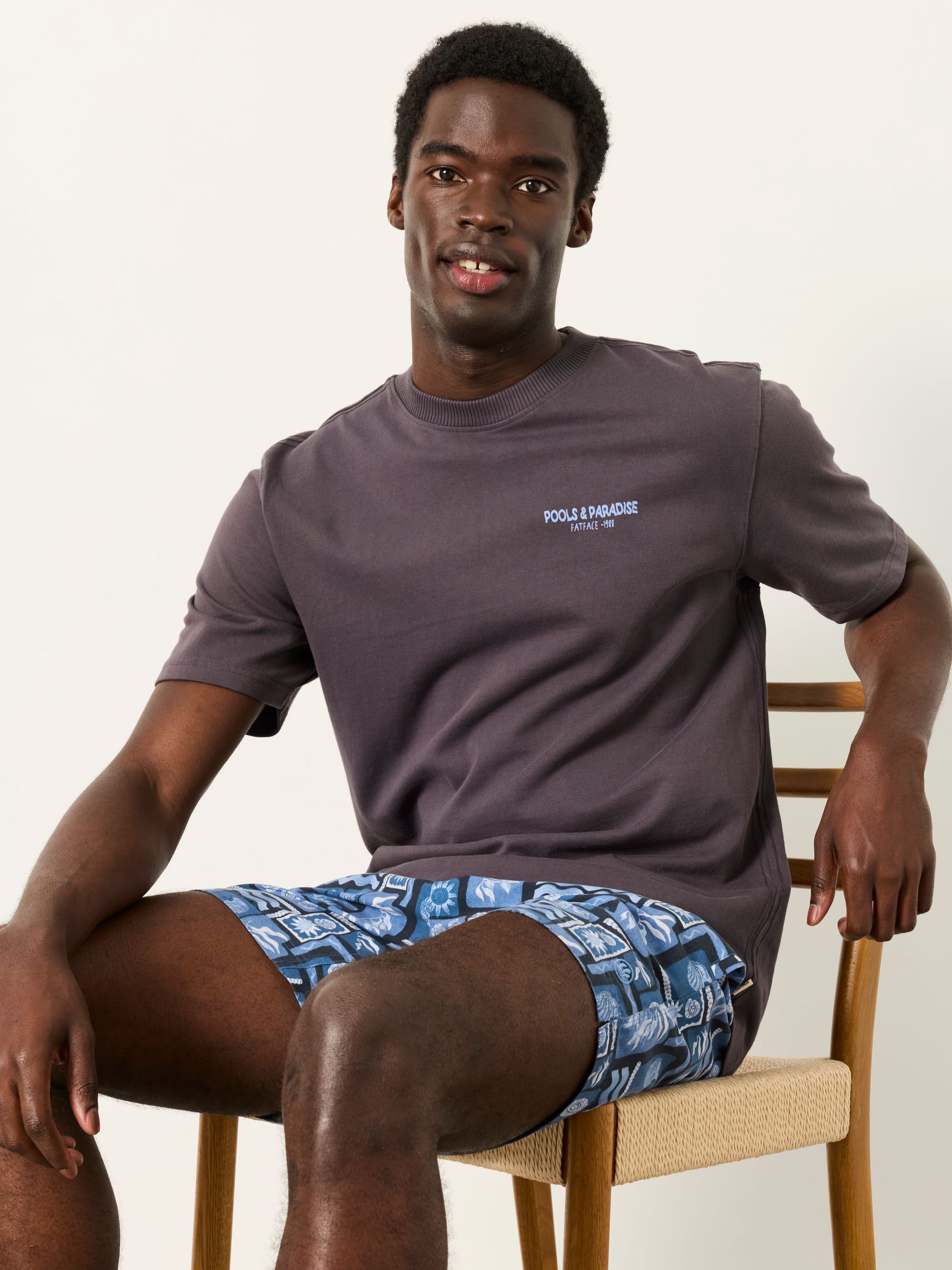 Relaxed Fit Charcoal Grey Pools and Paradise Graphic Tshirt - Image 4 of 7