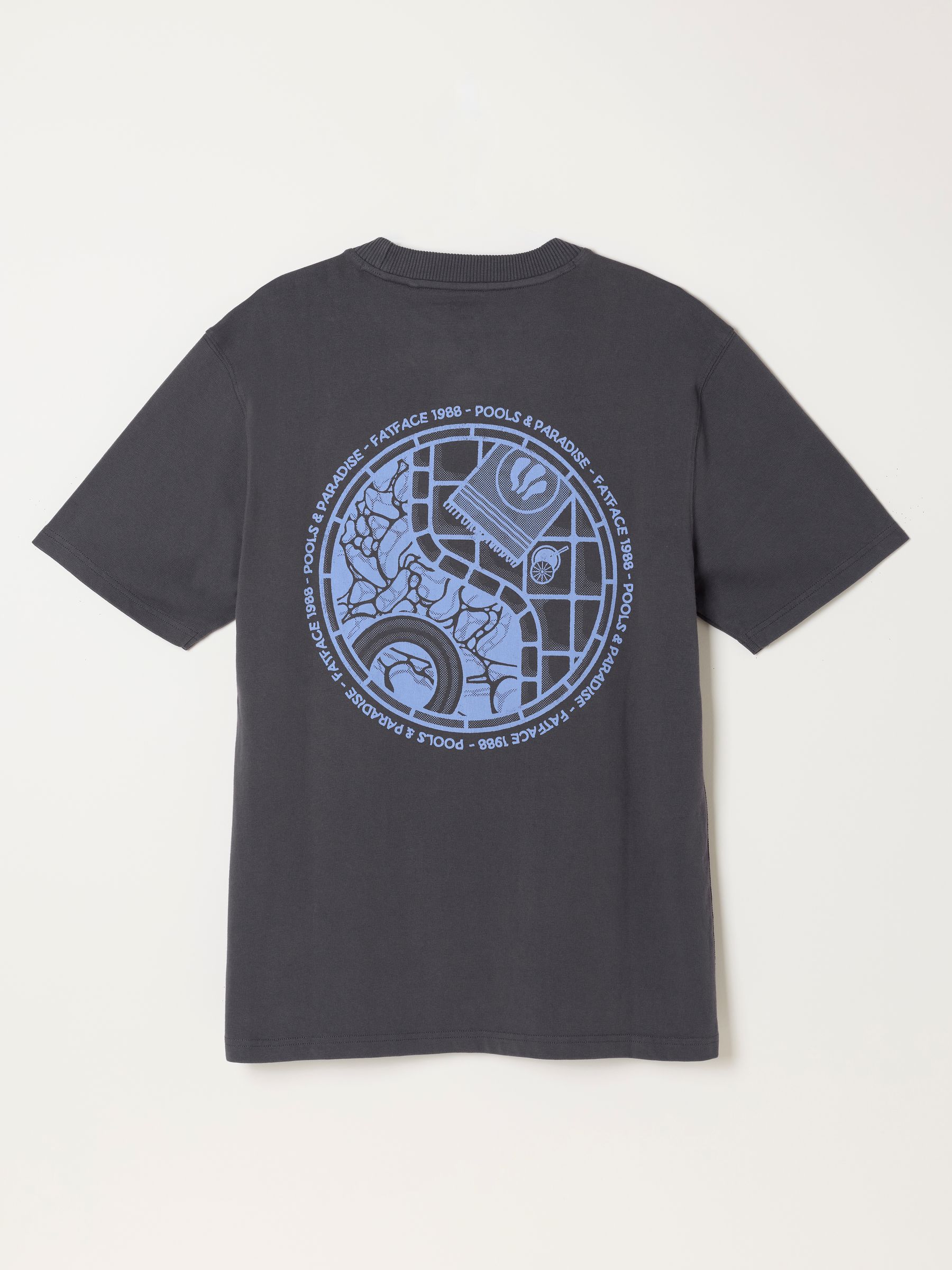 Relaxed Fit Charcoal Grey Pools and Paradise Graphic Tshirt - Image 7 of 7