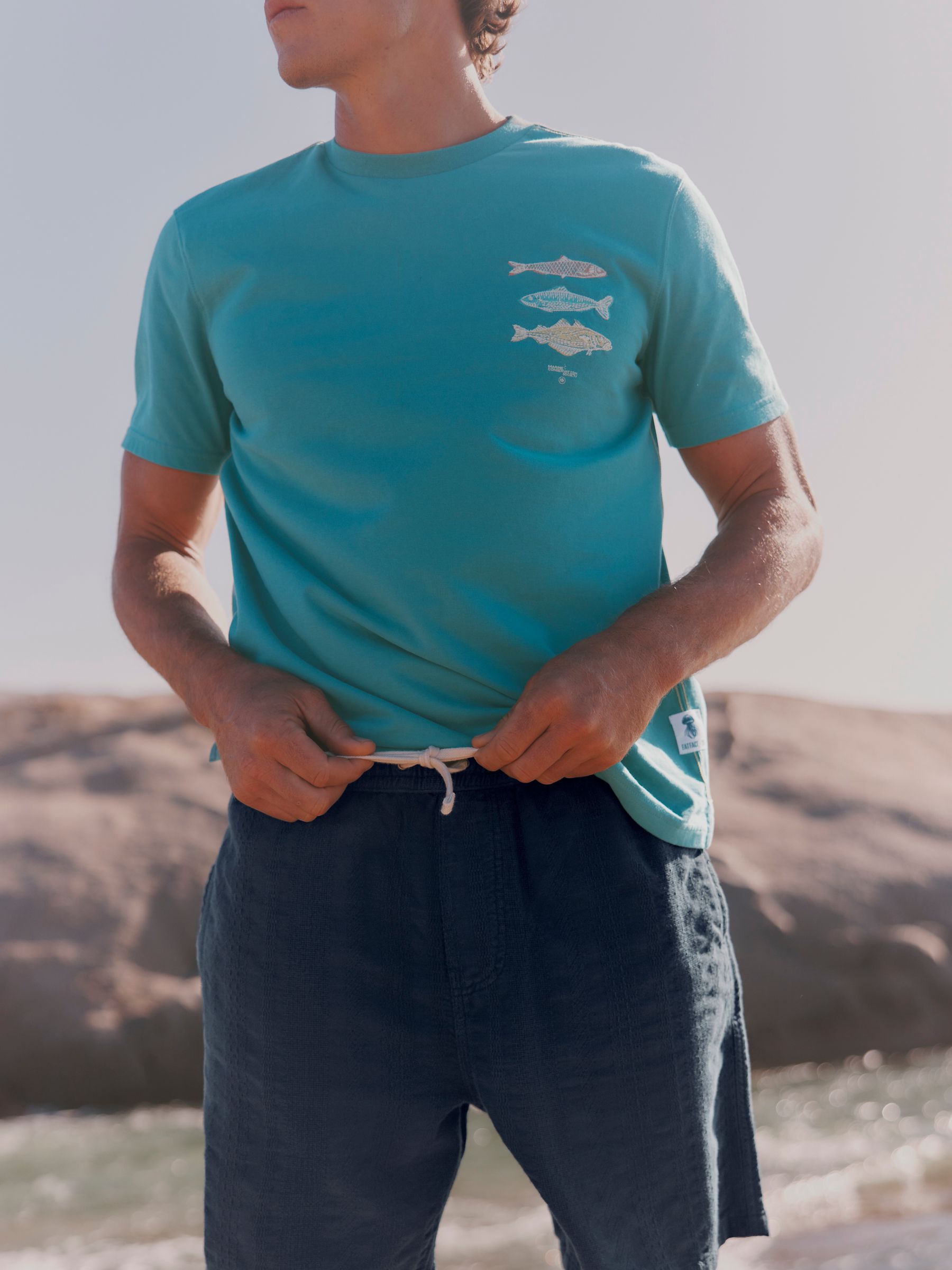 Teal Blue MCS Fish Graphic T-Shirt - Image 1 of 6