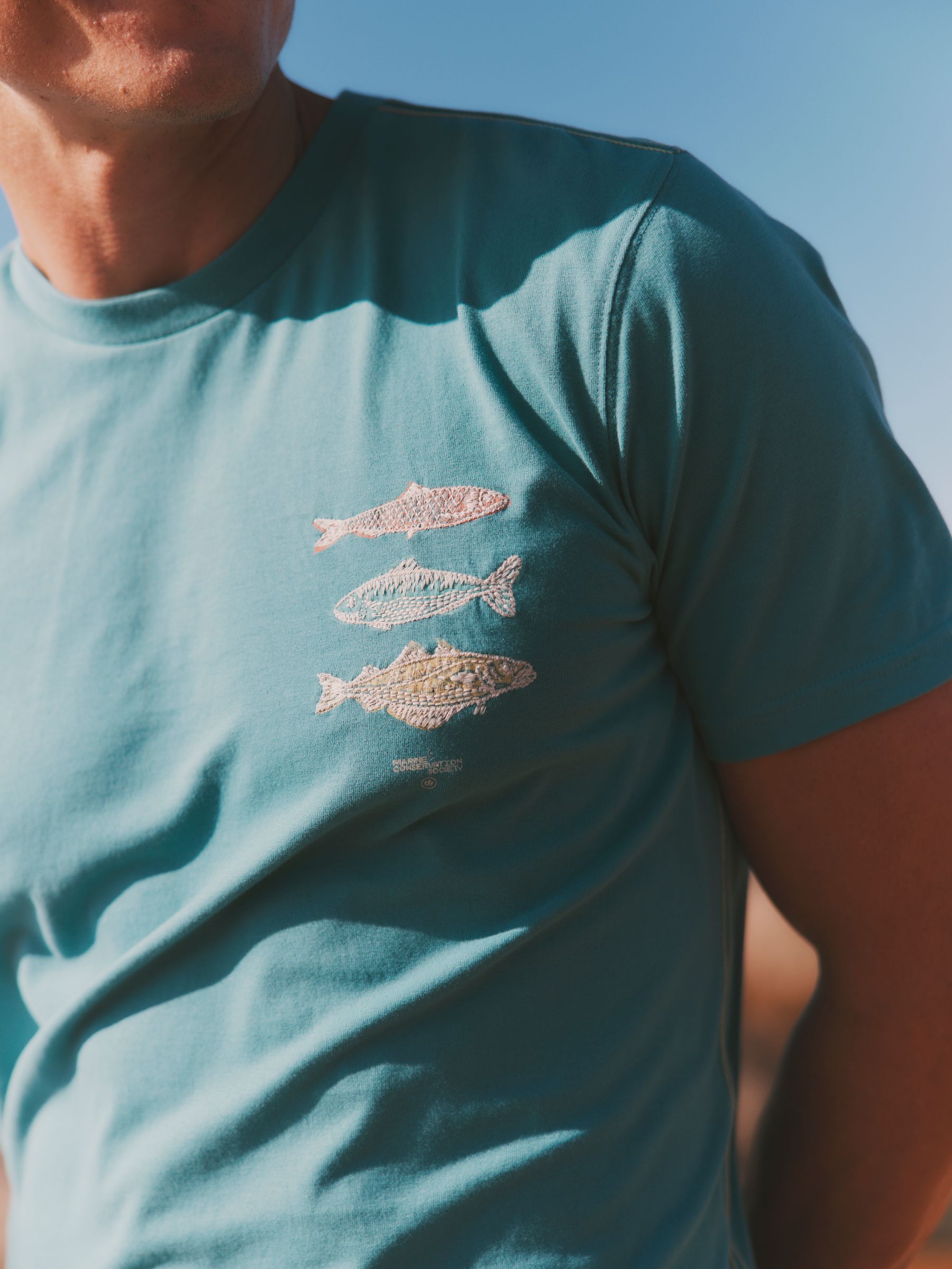 Teal Blue MCS Fish Graphic T-Shirt - Image 3 of 6